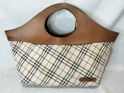 Blue Label Nova Check Tote Canvas x Leather Handbag