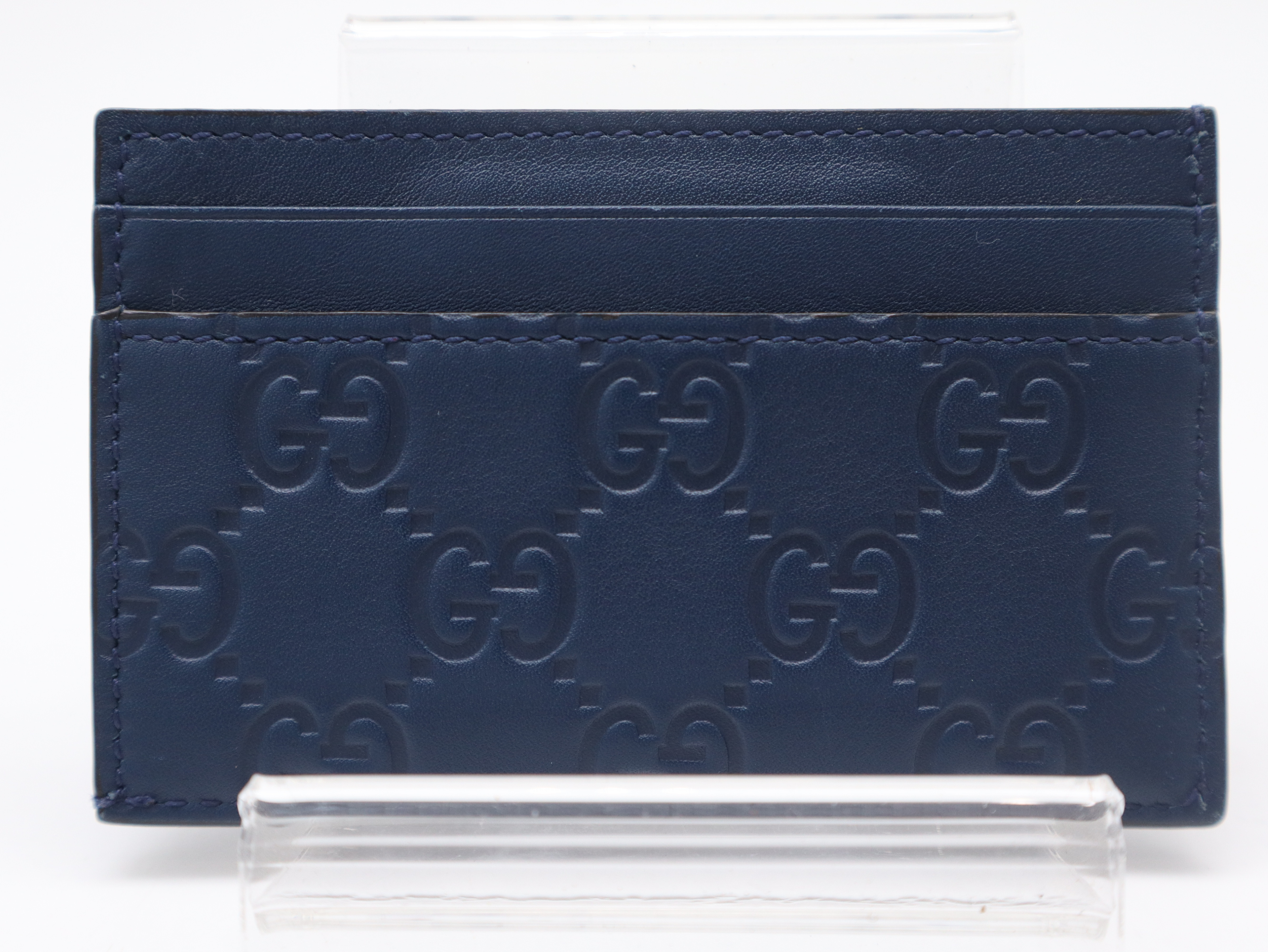 547793 Guccissima Yankees Leather Navy Card Case — view 2