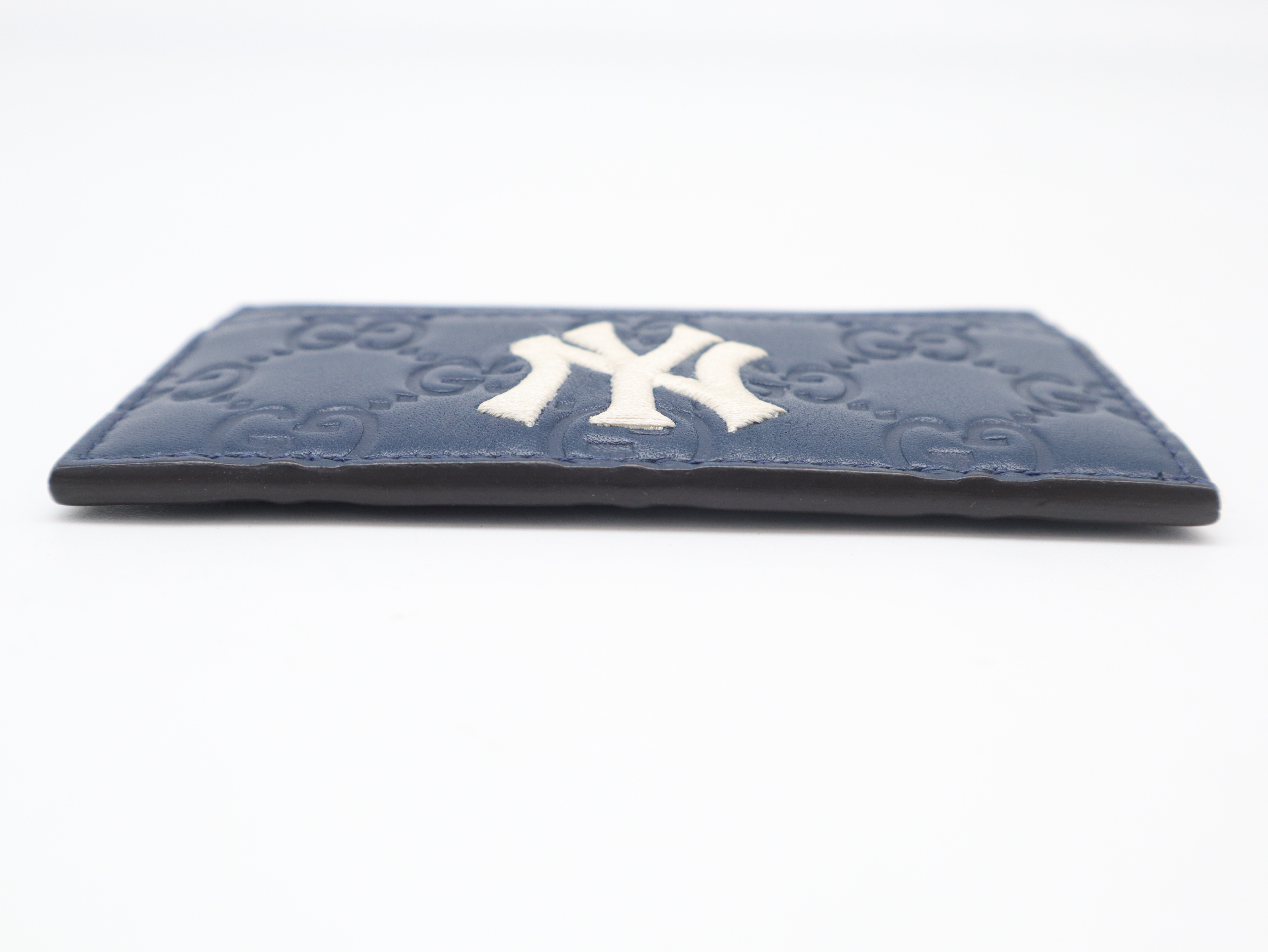 547793 Guccissima Yankees Leather Navy Card Case — view 3