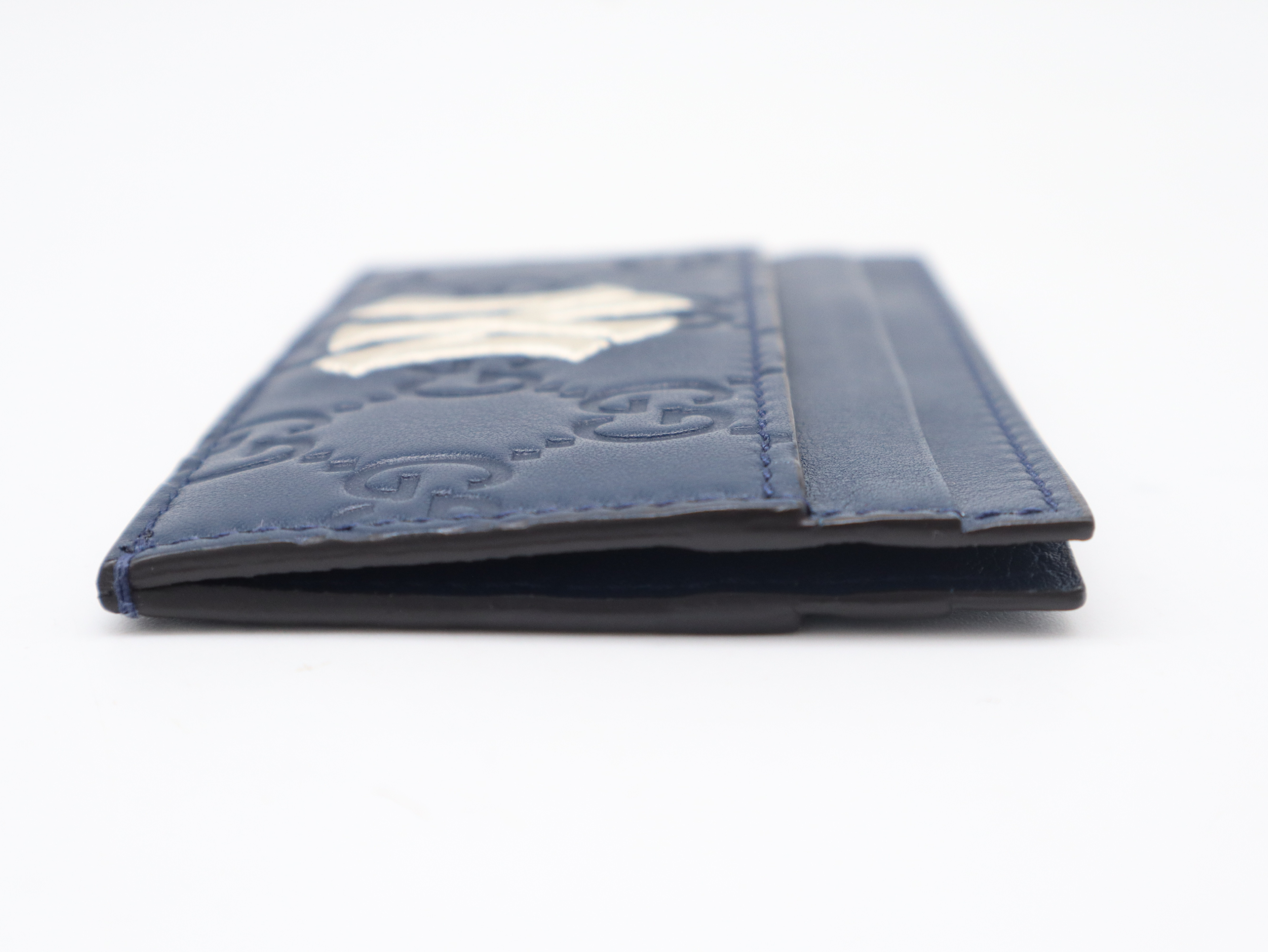 547793 Guccissima Yankees Leather Navy Card Case — view 5