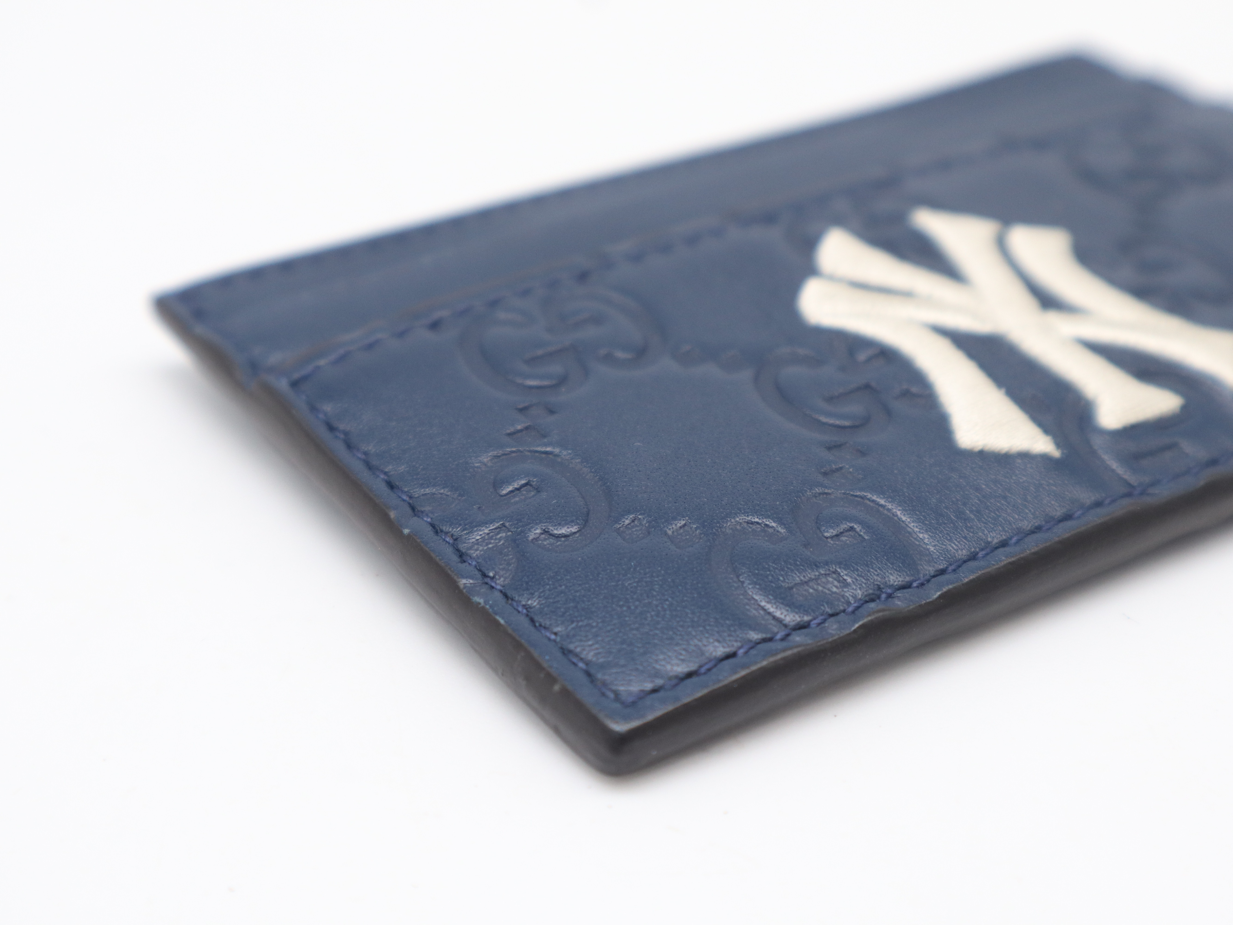 547793 Guccissima Yankees Leather Navy Card Case — view 7