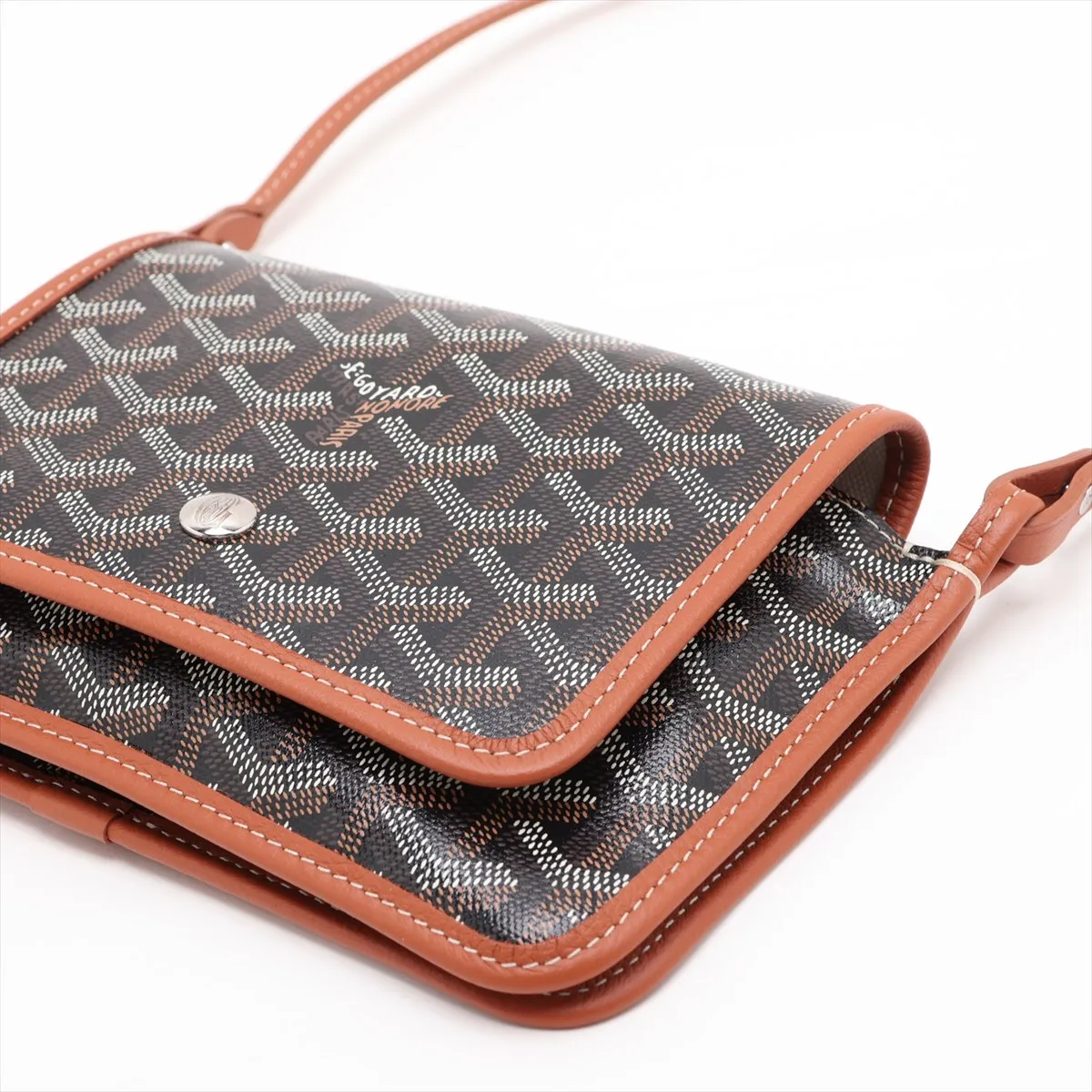 Plume Pouch Wallet PVC x Leather Shoulder Bag Brown — view 3