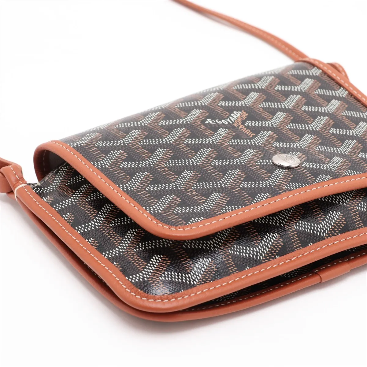 Plume Pouch Wallet PVC x Leather Shoulder Bag Brown — view 4