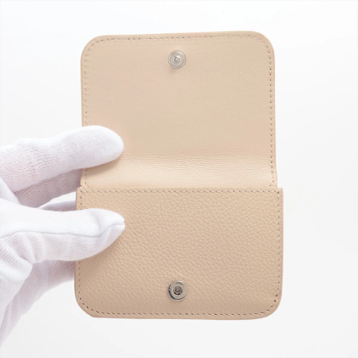Everyday Logo 593813 Leather Compact Wallet Beige — view 3