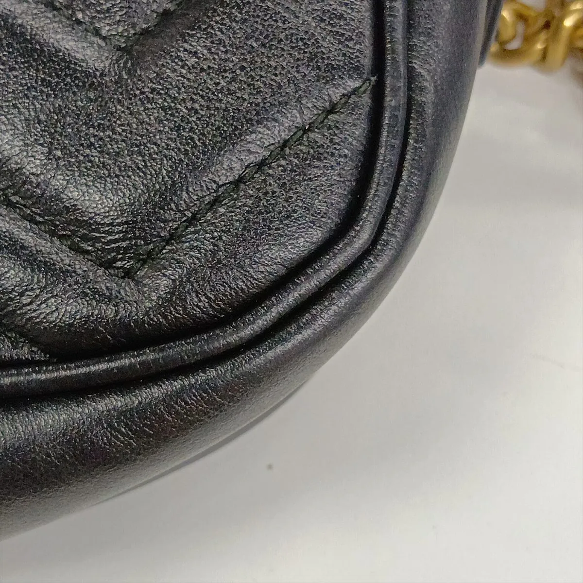 GG Marmont 448065 Leather Chain Shoulder Bag, Black — view 11