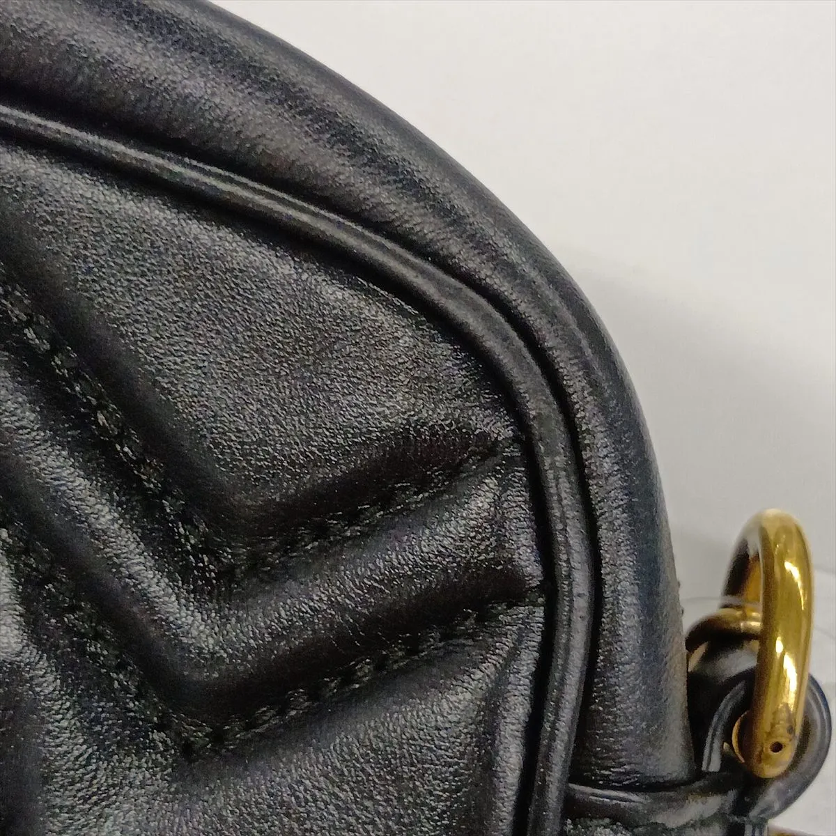 GG Marmont 448065 Leather Chain Shoulder Bag, Black — view 12