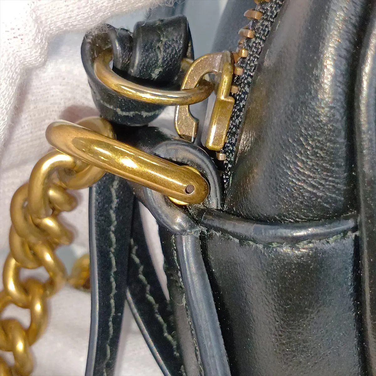 GG Marmont 448065 Leather Chain Shoulder Bag, Black — view 13