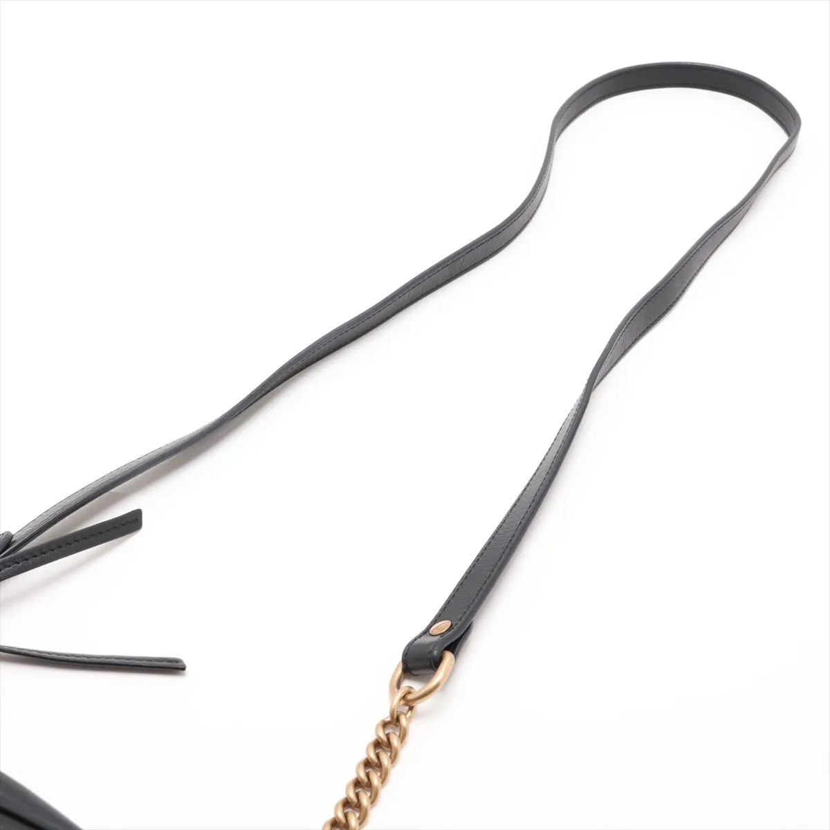 GG Marmont 448065 Leather Chain Shoulder Bag, Black — view 5