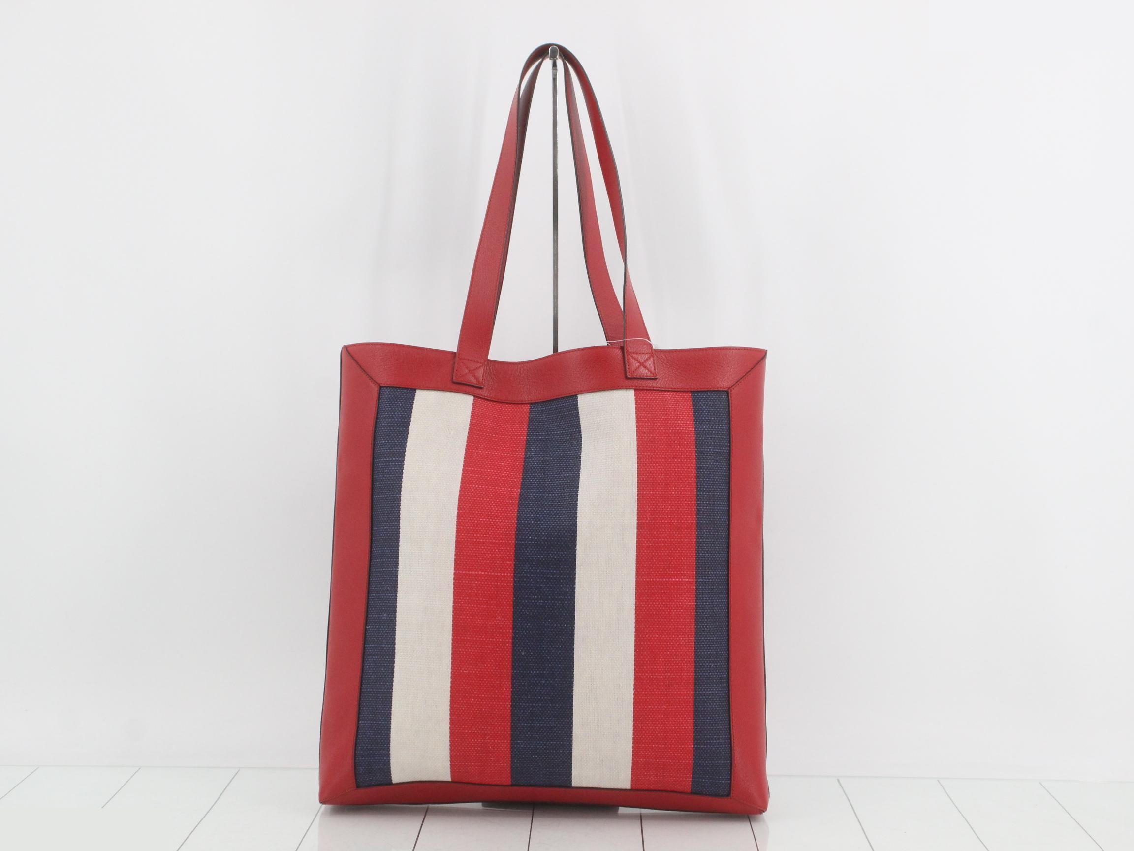print shopper tote bag, Sherry design, red x navy x white, 41 x 43 x 6 cm — view 2