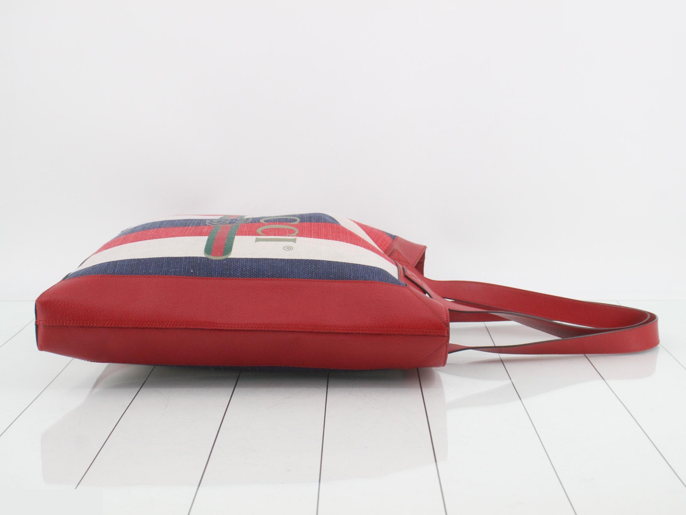 print shopper tote bag, Sherry design, red x navy x white, 41 x 43 x 6 cm — view 3
