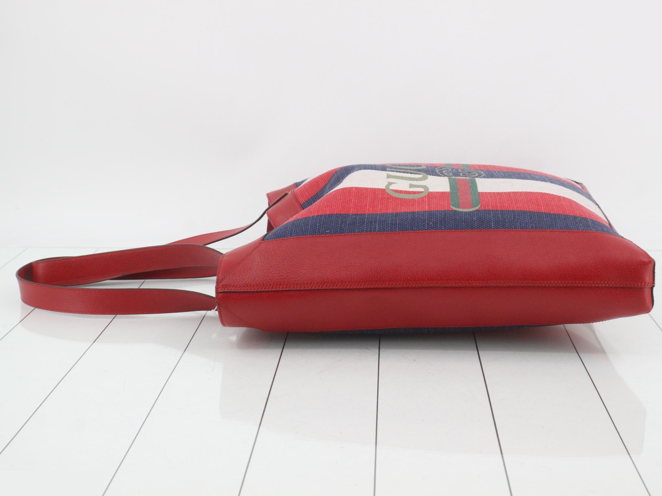 print shopper tote bag, Sherry design, red x navy x white, 41 x 43 x 6 cm — view 4