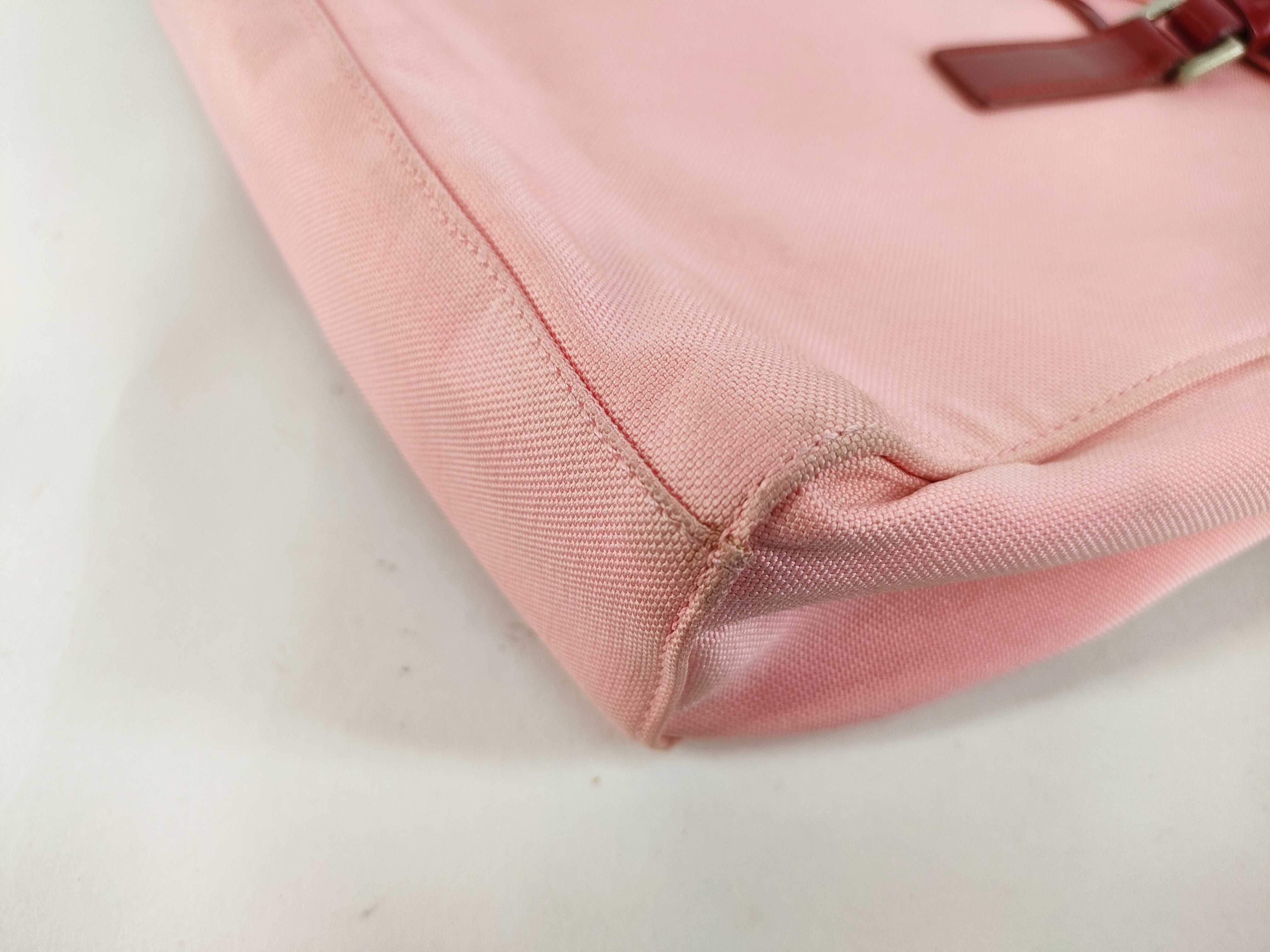 Vintage B9929 Triangle Logo Ribbon Canvas Pink Tote Bag with Guarantee Card — view 6
