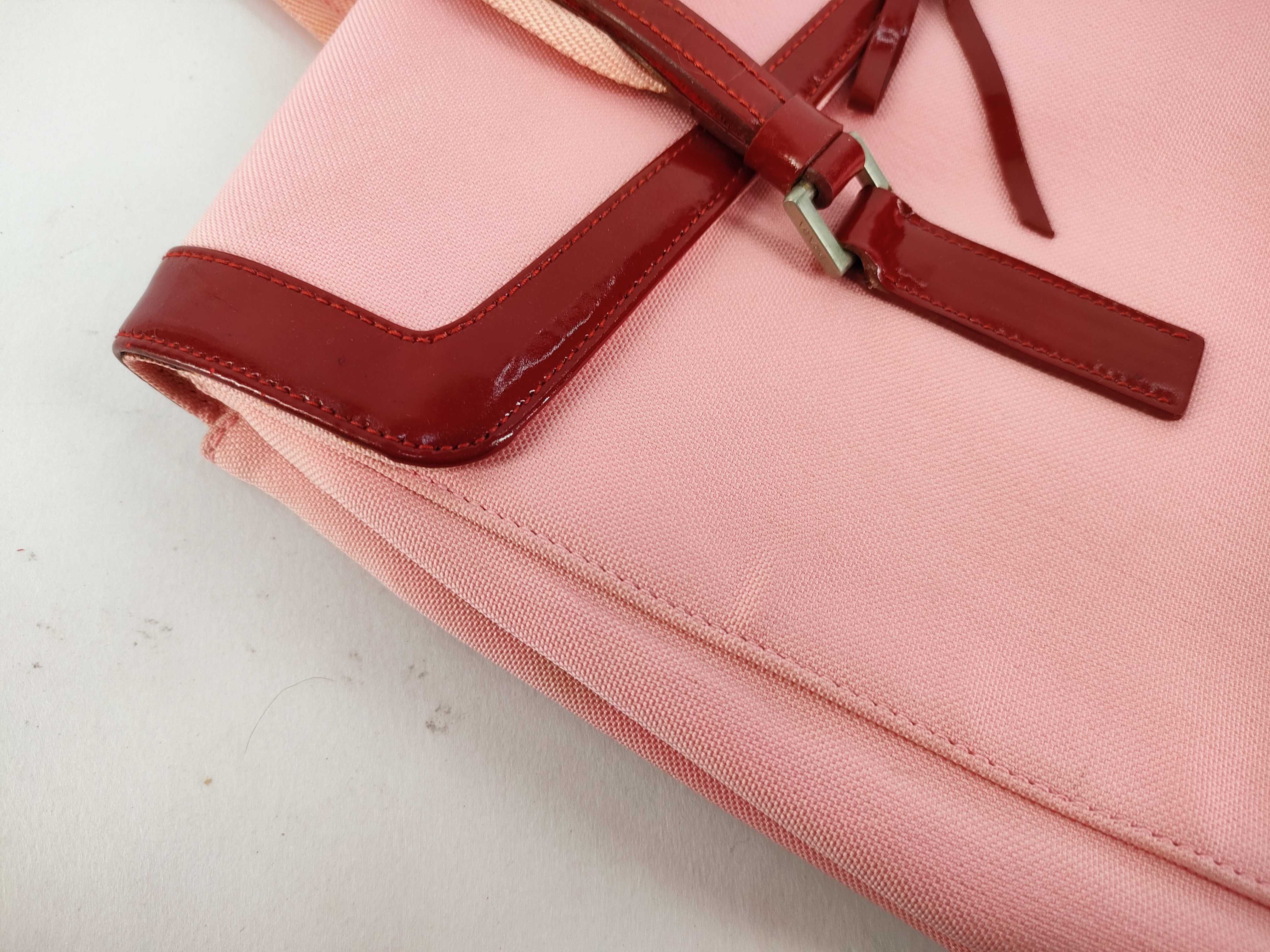 Vintage B9929 Triangle Logo Ribbon Canvas Pink Tote Bag with Guarantee Card — view 8