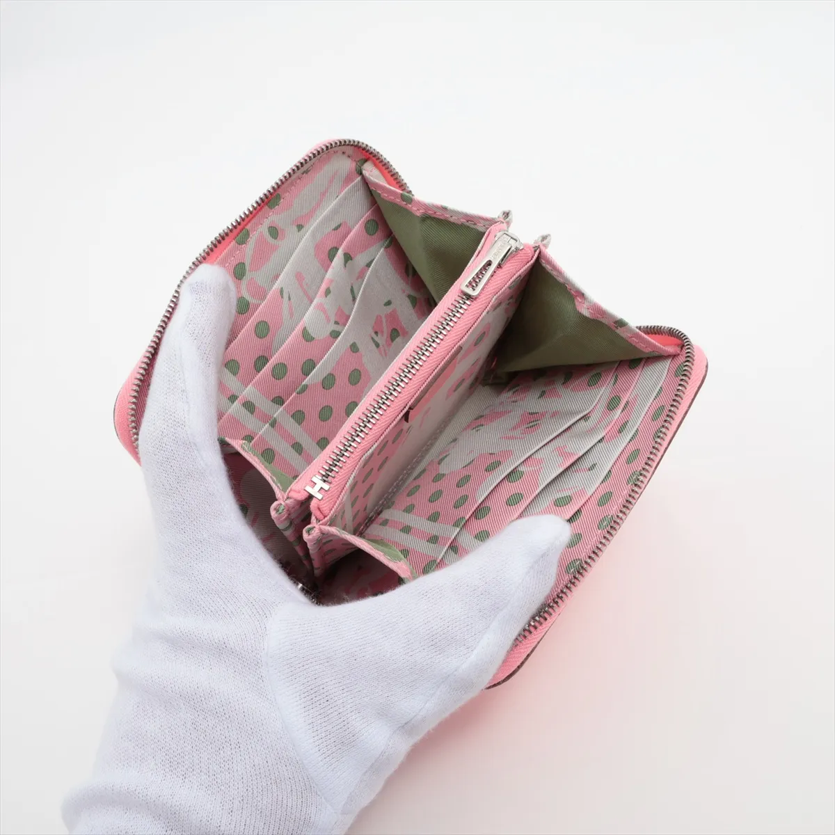 Azap Compact Silk In Veau Epsom Compact Wallet Rose Confetti Silver Hardware D:2019 — view 3