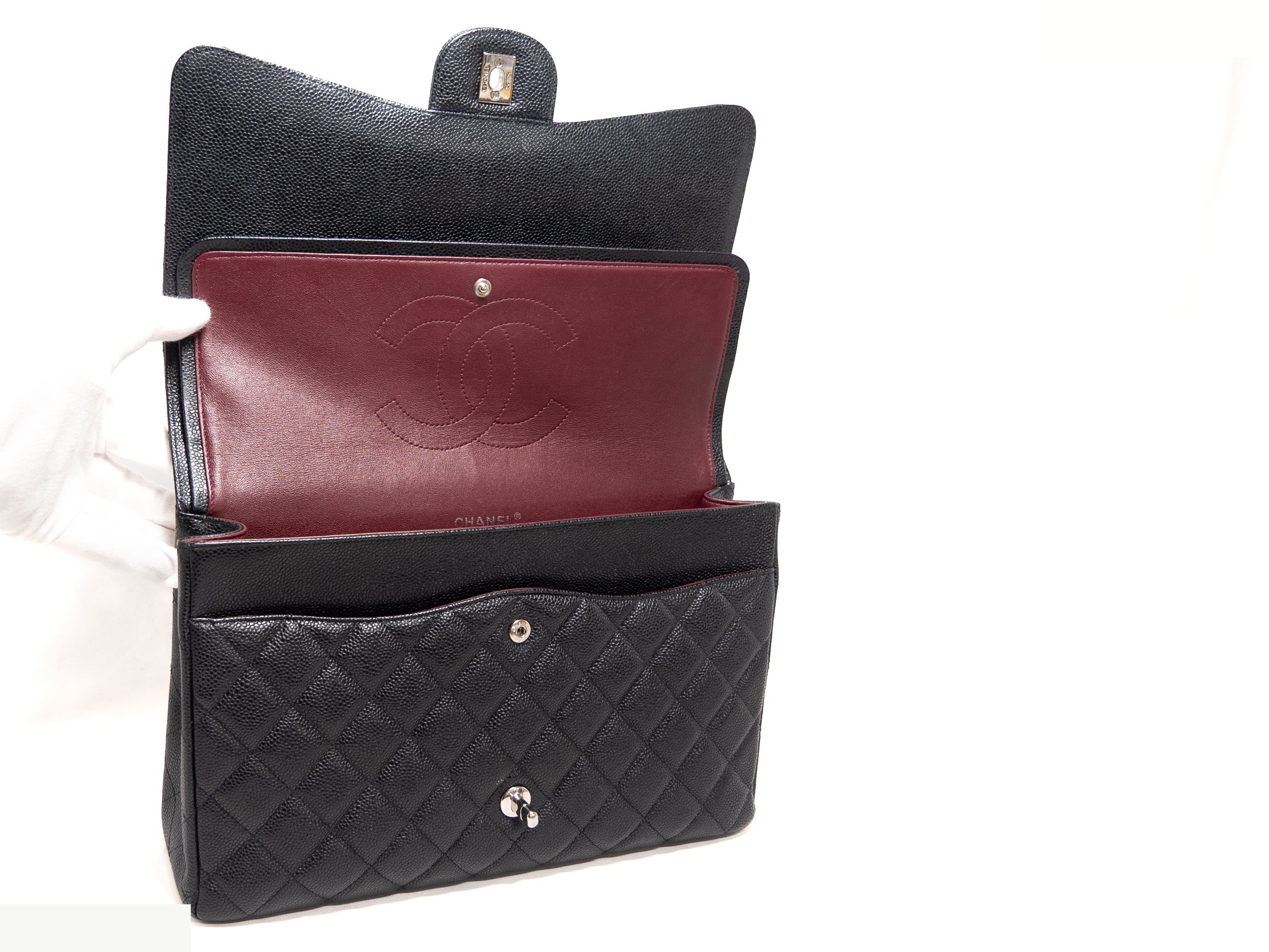 Large Matelassé bag, double flap, double chain, seal card — view 9