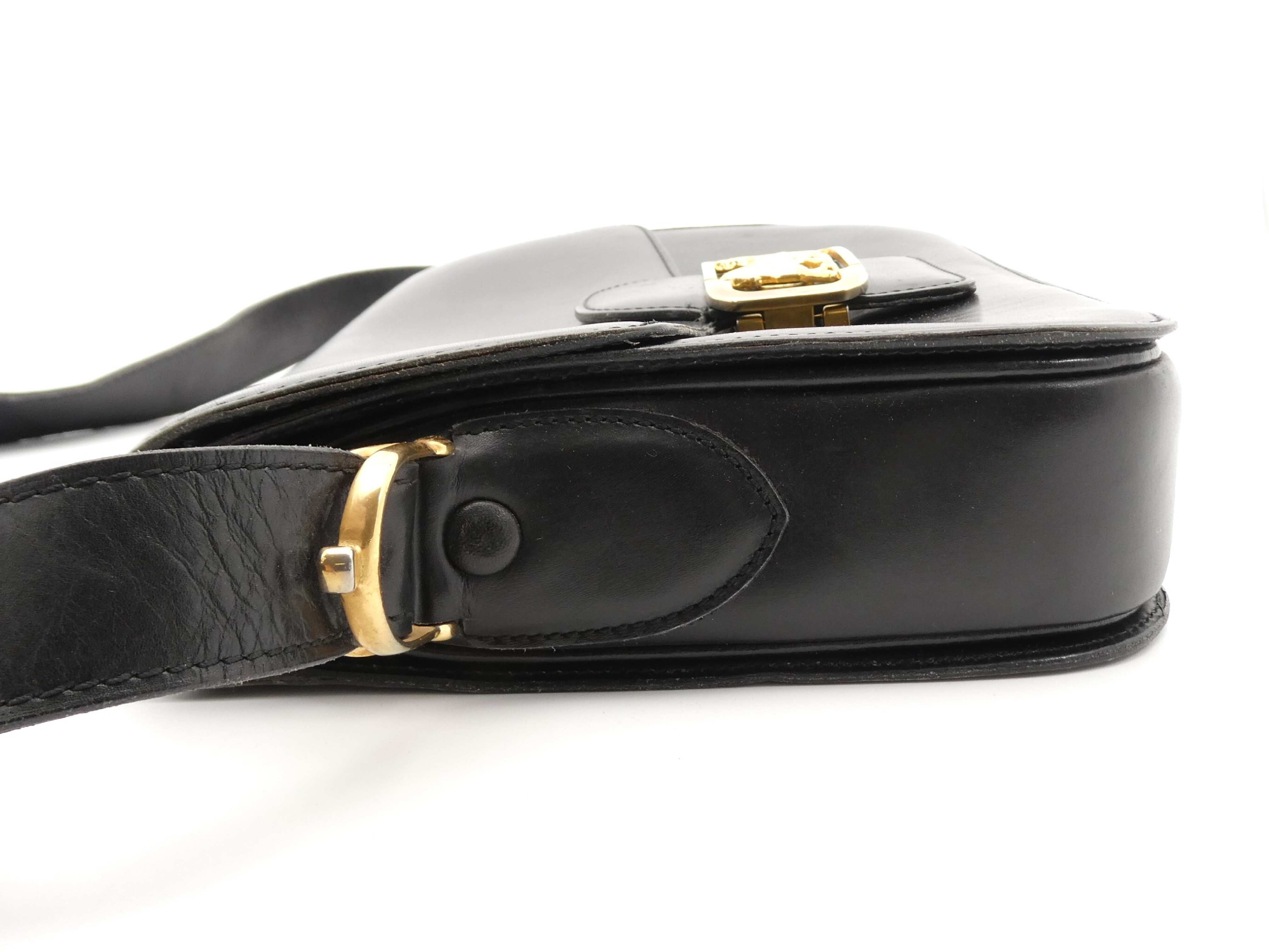 leather shoulder bag with carriage hardware — view 3