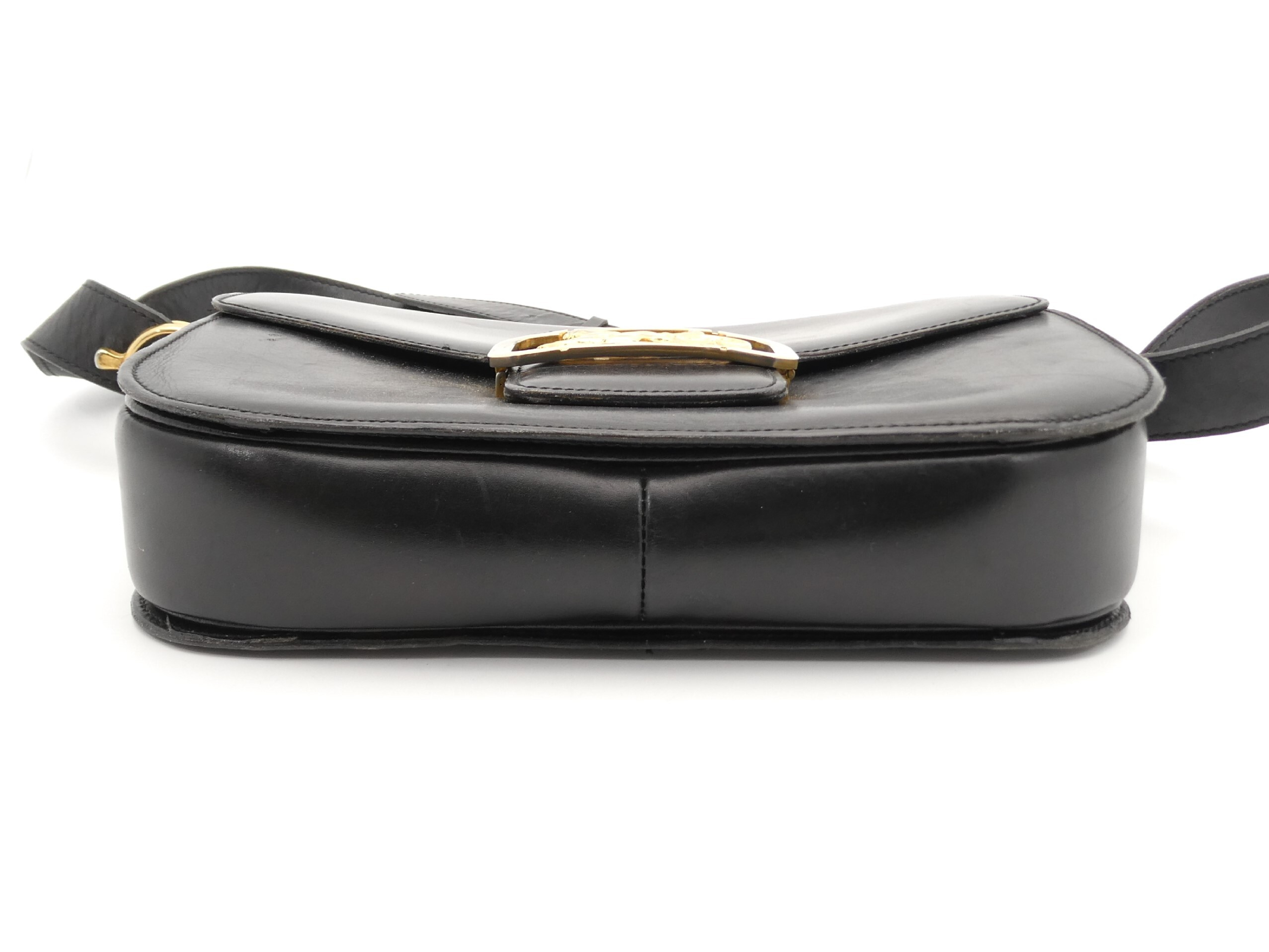 leather shoulder bag with carriage hardware — view 5