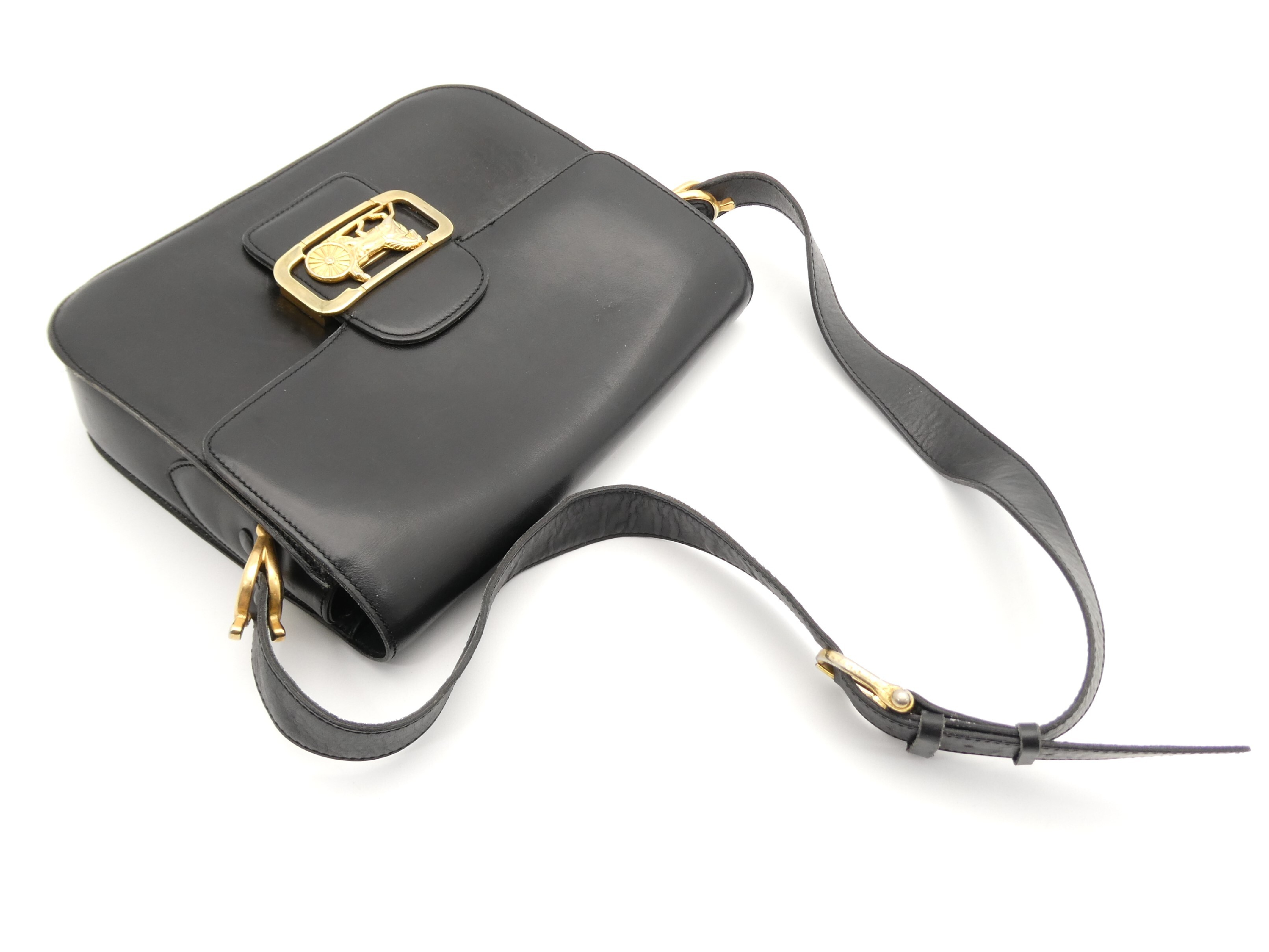 leather shoulder bag with carriage hardware — view 6