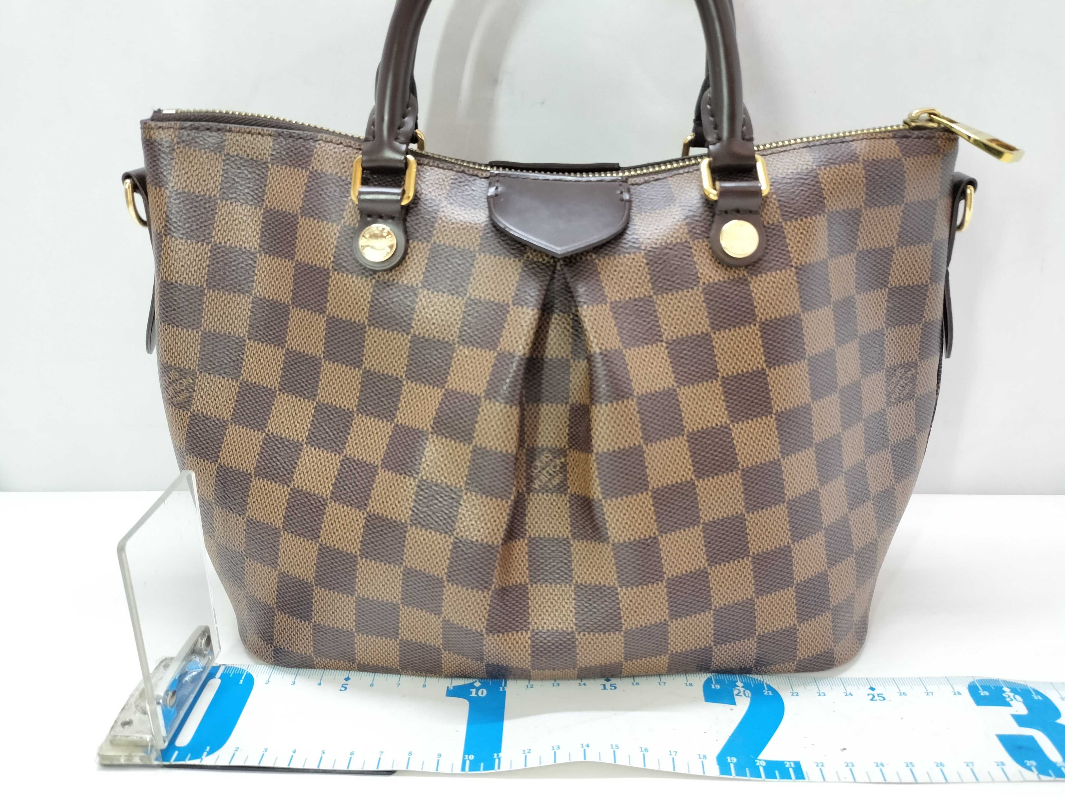 Damier QT-Siena PM TJ4145 bag is crafted from brown Damier Ebene canvas. — view 2