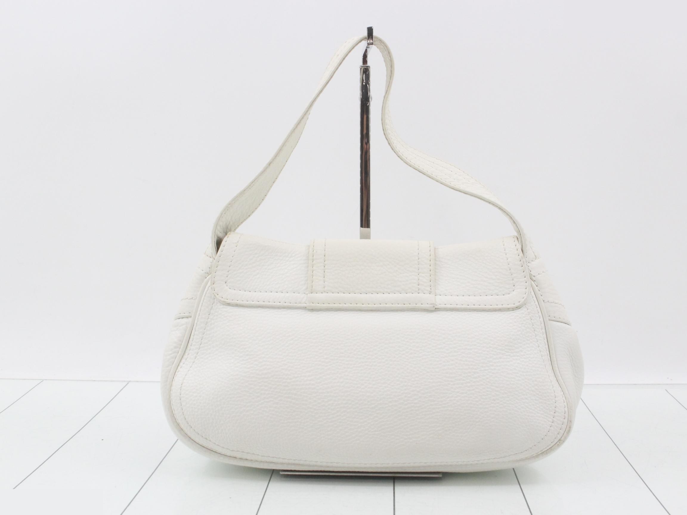 Leather one-shoulder bag, white — view 2