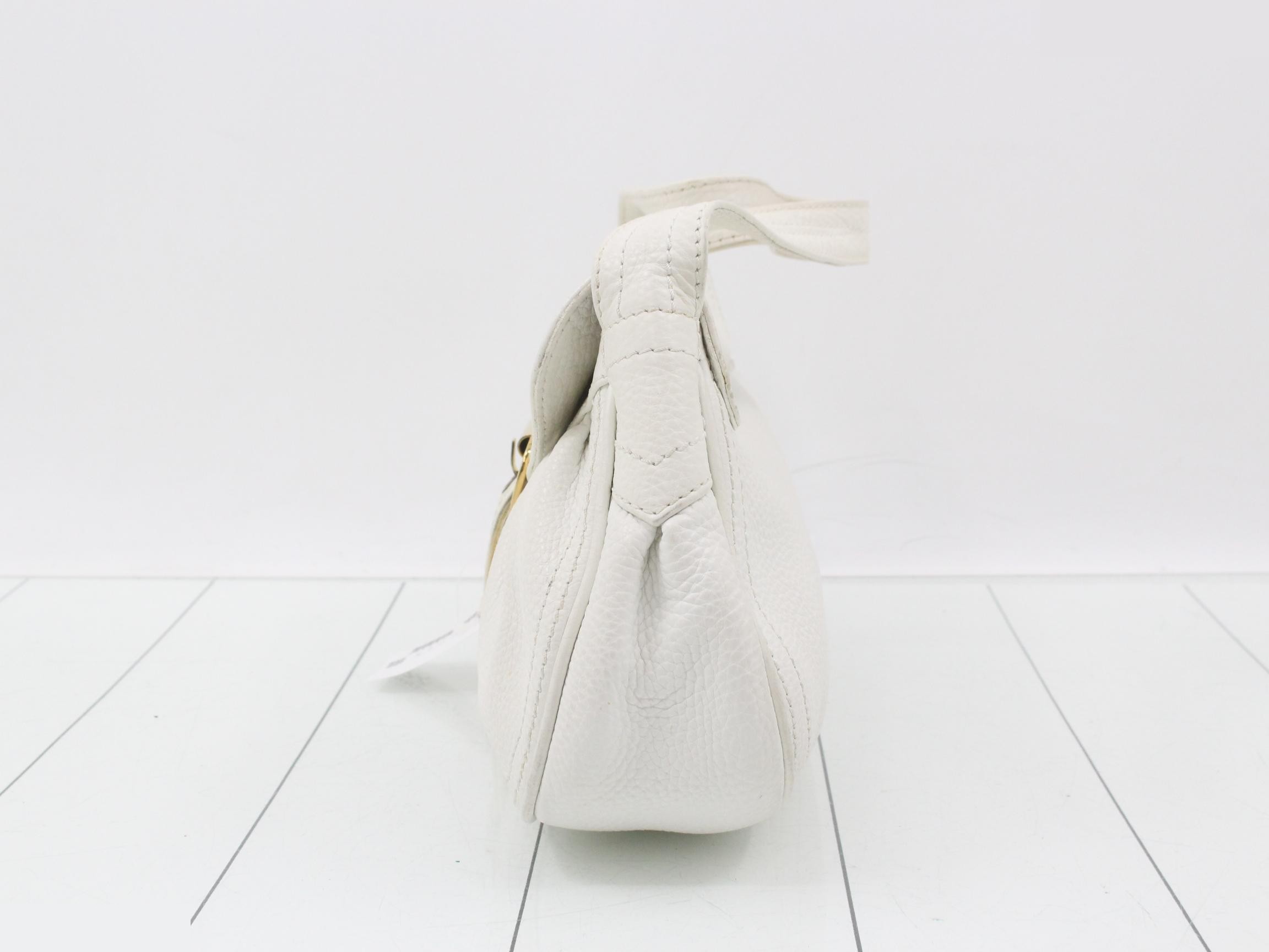 Leather one-shoulder bag, white — view 3