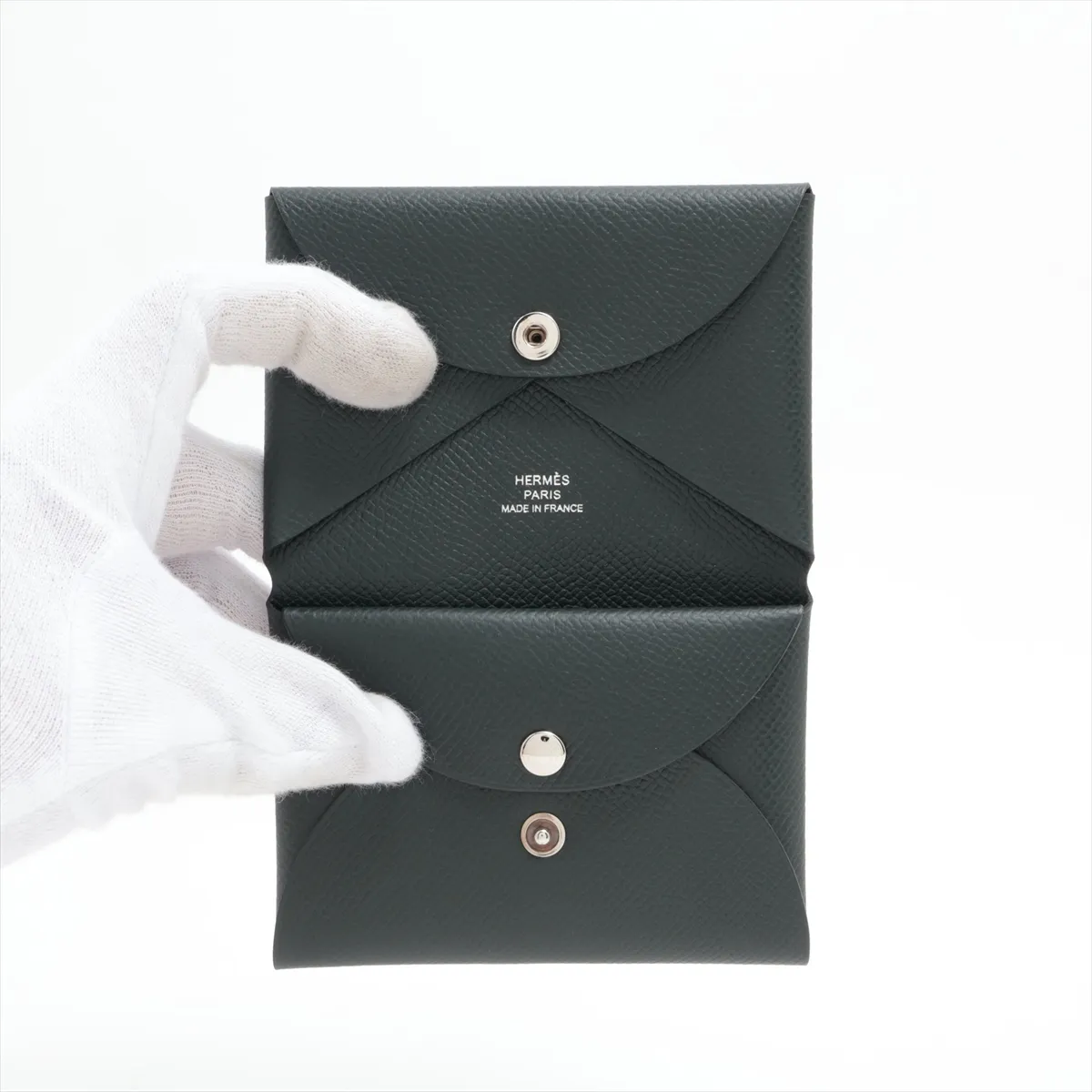 Hermès Calvi Duo Veau Epsom Coin Case, Gray, Silver Hardware, W: 2024 — view 3