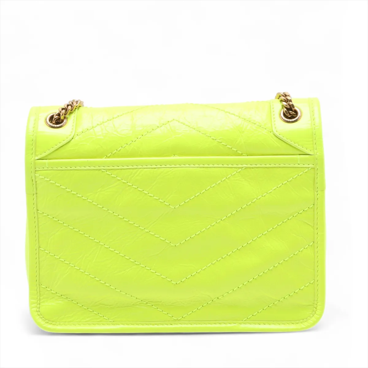Niki Baby Leather Chain Shoulder Bag, Yellow, 633160 — view 2