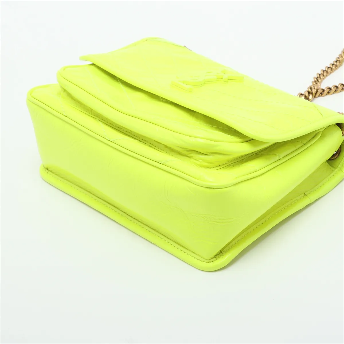 Niki Baby Leather Chain Shoulder Bag, Yellow, 633160 — view 3