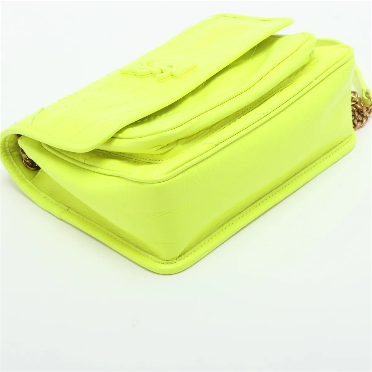 Niki Baby Leather Chain Shoulder Bag, Yellow, 633160 — view 4