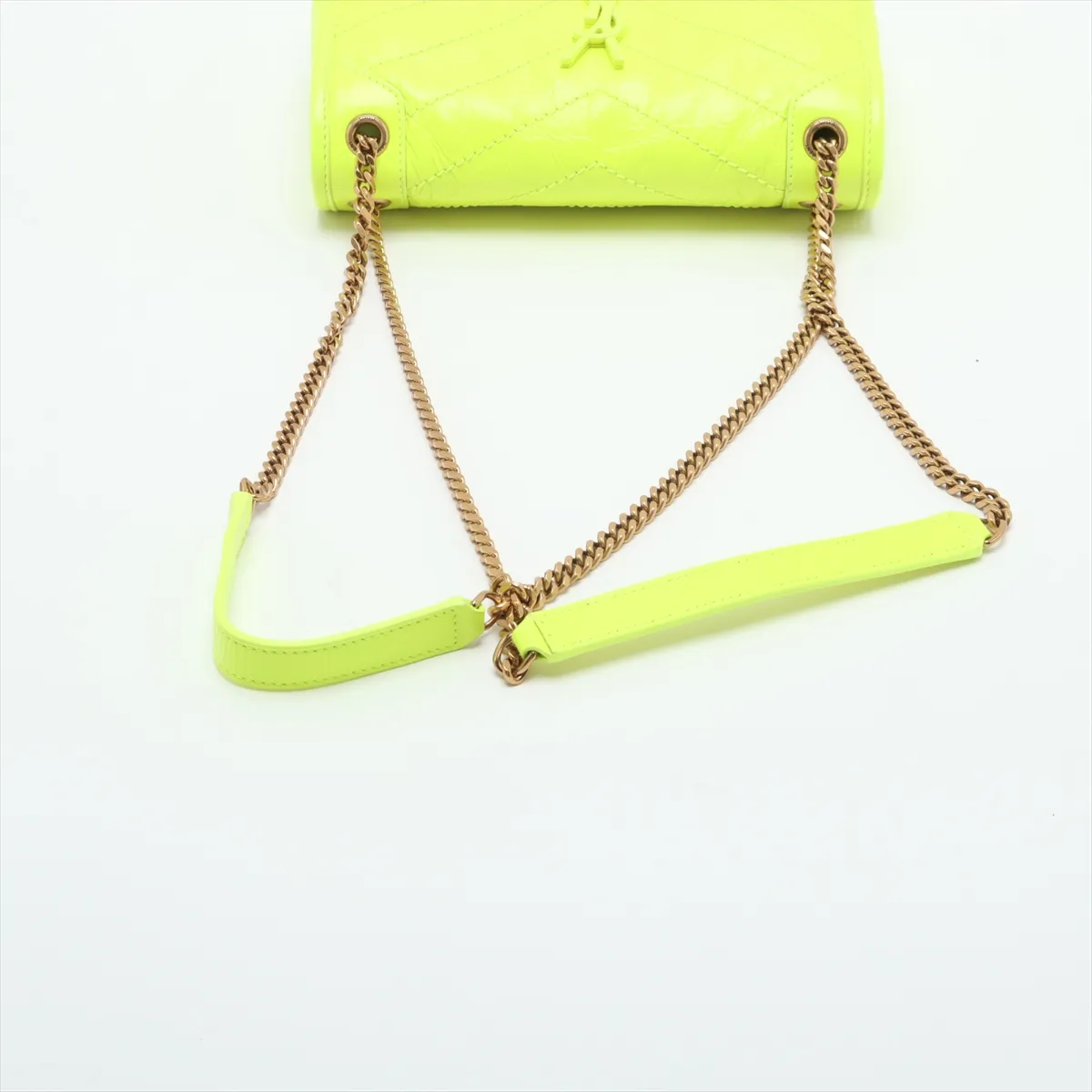 Niki Baby Leather Chain Shoulder Bag, Yellow, 633160 — view 5