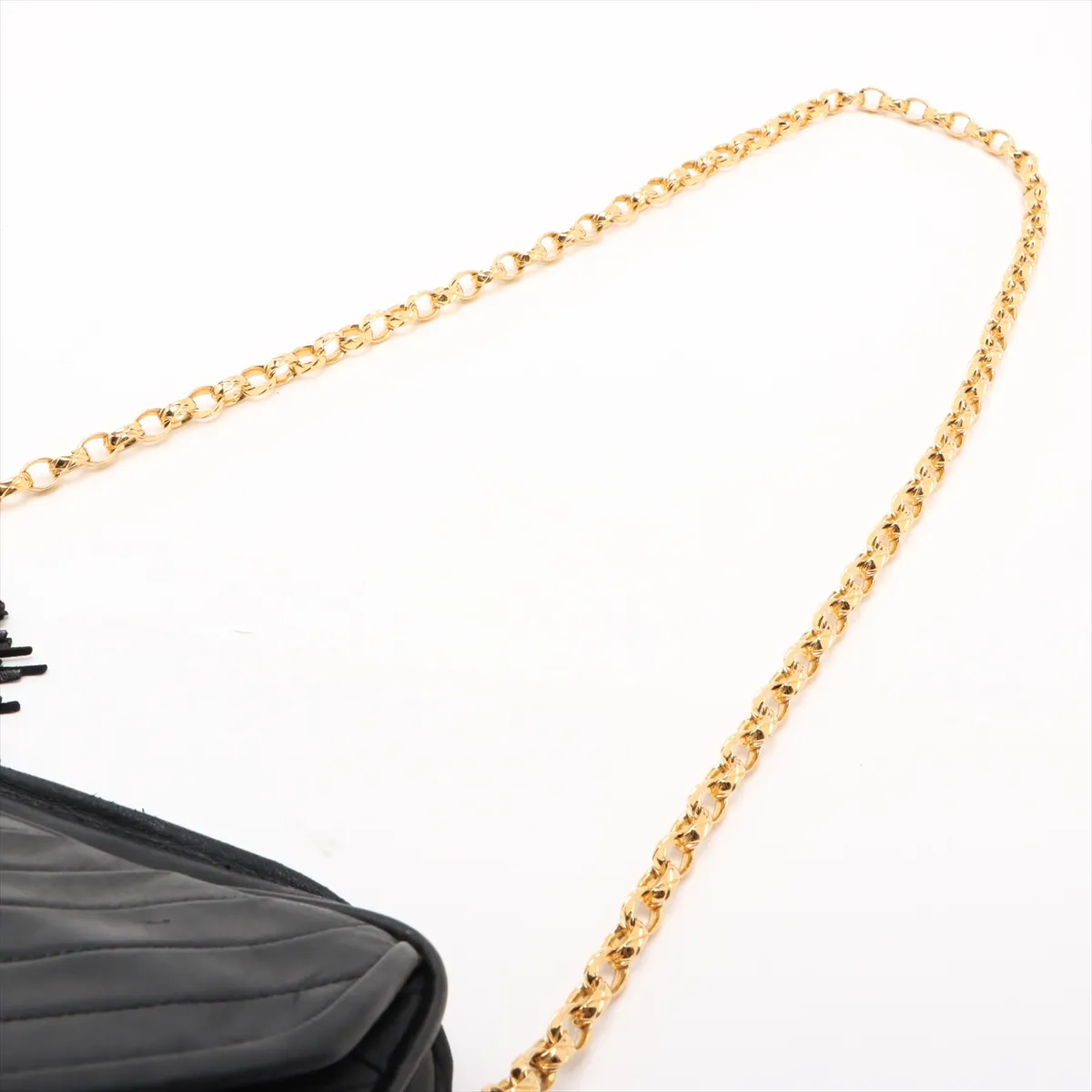 bias stitch lambskin chain shoulder bag fringe black gold hardware 2321211 2nd series — view 5