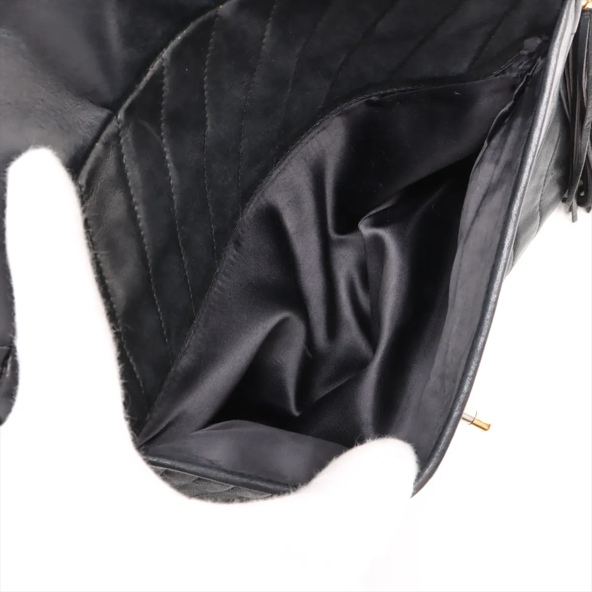 bias stitch lambskin chain shoulder bag fringe black gold hardware 2321211 2nd series — view 8