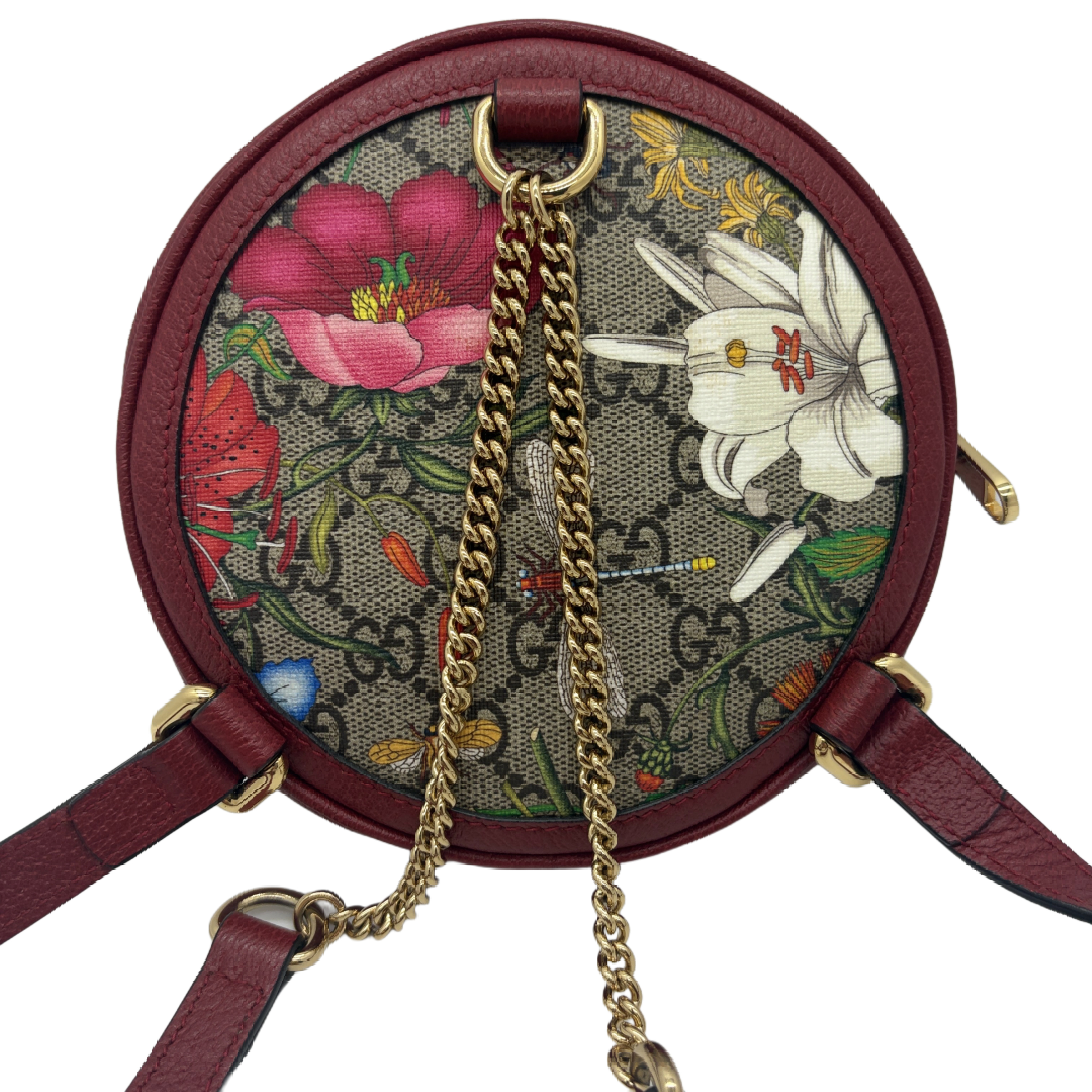 Ophidia GG Supreme Flora Print Sherry Line Round Shoulder Bag — view 2