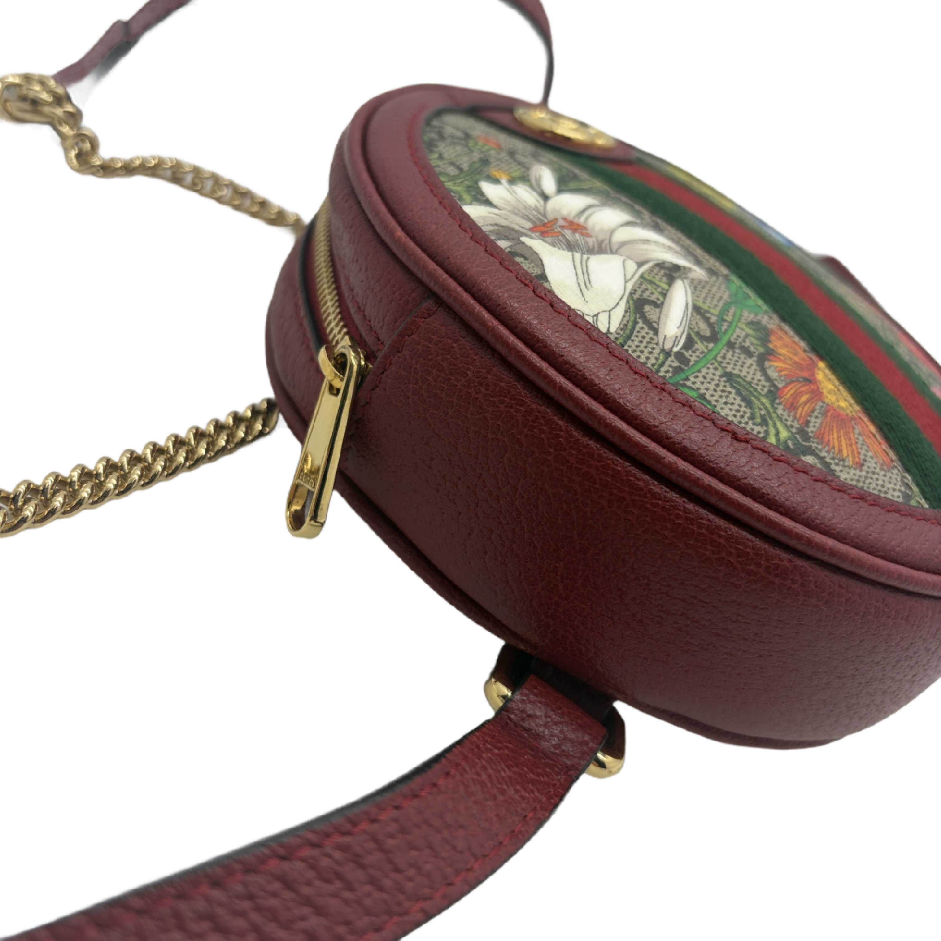 Ophidia GG Supreme Flora Print Sherry Line Round Shoulder Bag — view 3