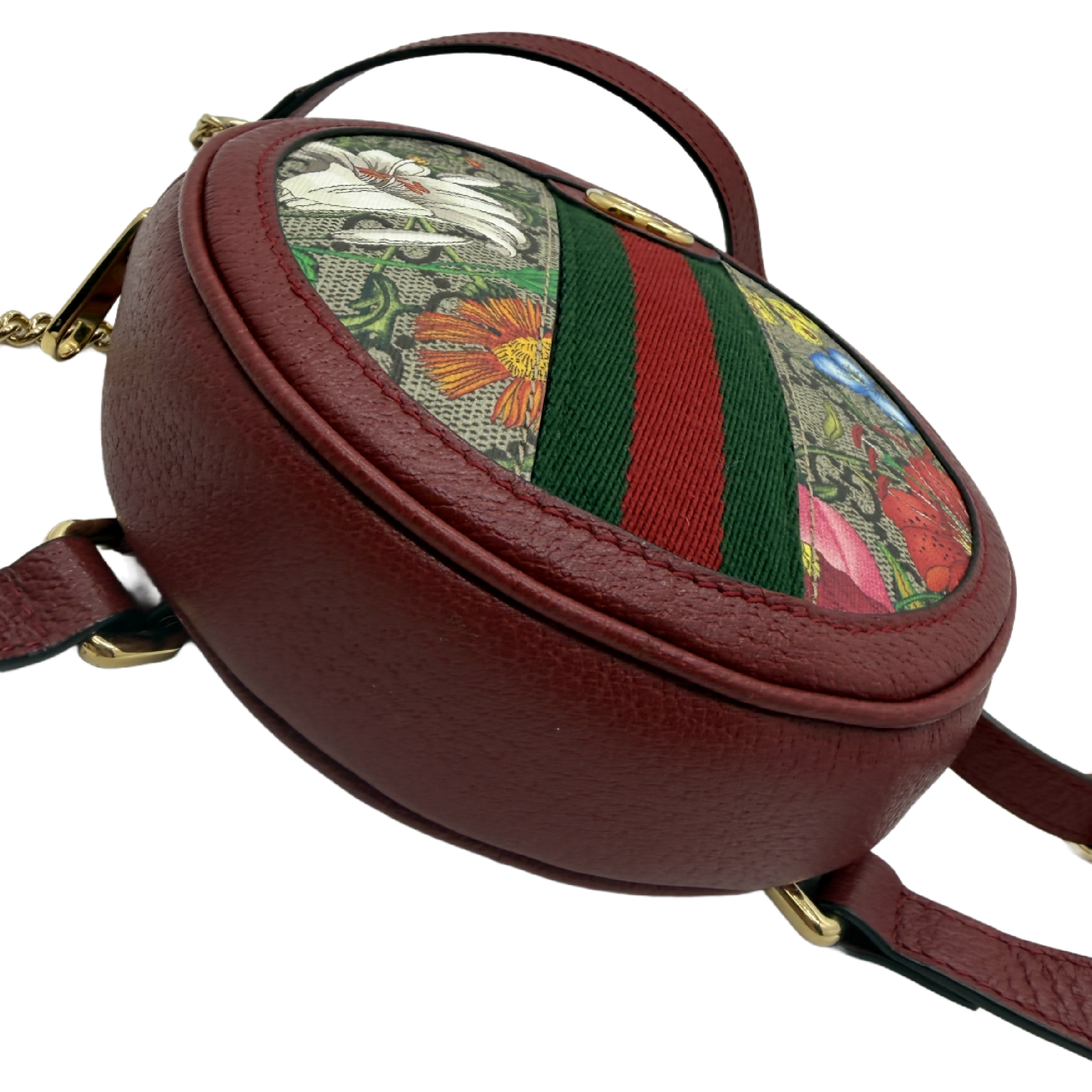 Ophidia GG Supreme Flora Print Sherry Line Round Shoulder Bag — view 4