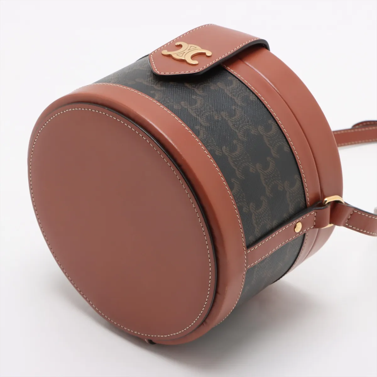 Triomphe PVC x Leather Vanity Bag Brown — view 3