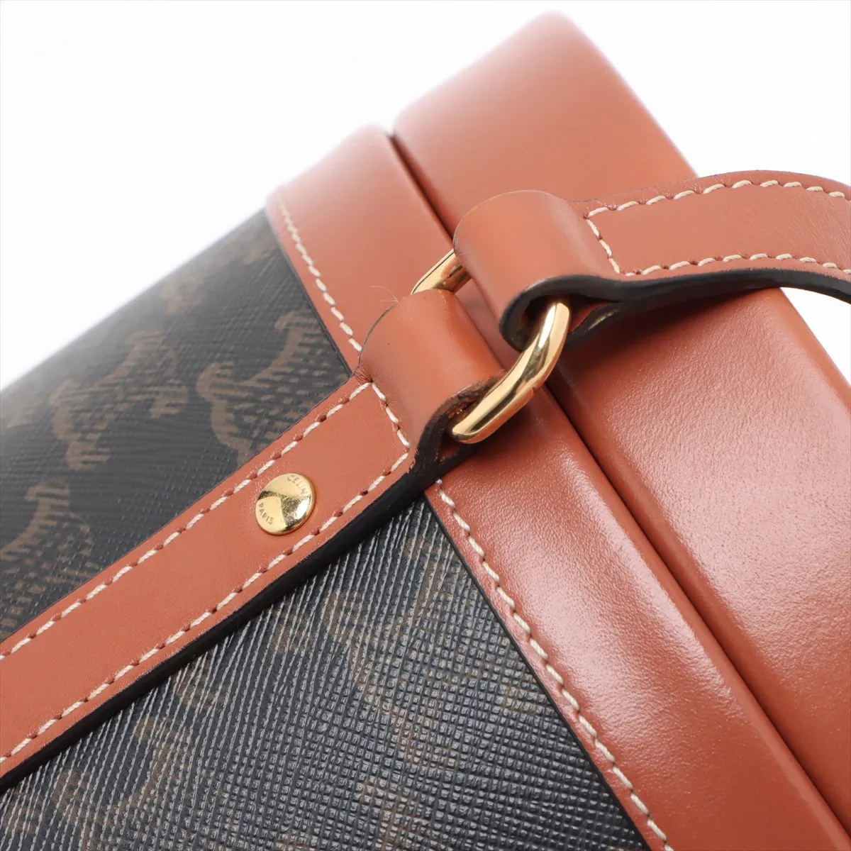 Triomphe PVC x Leather Vanity Bag Brown — view 9