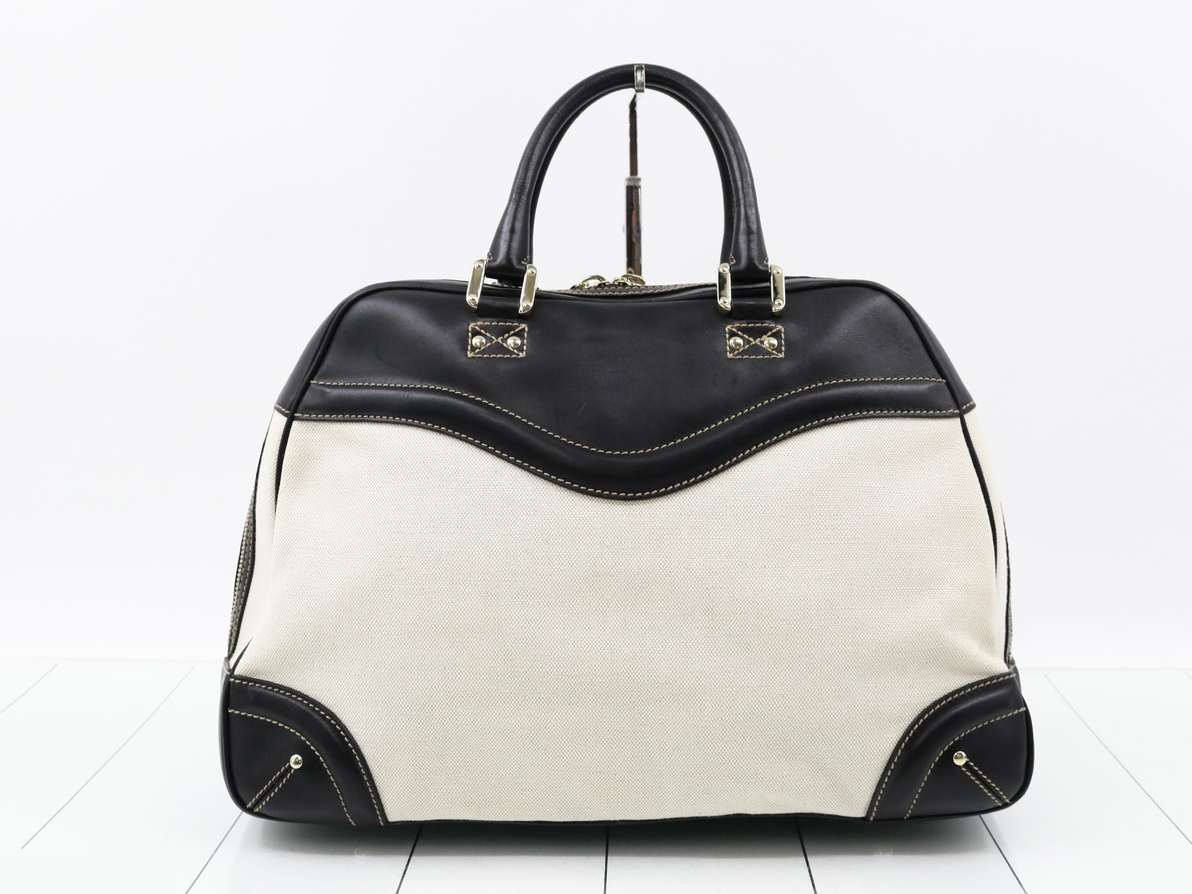 Hysteria Canvas/Leather Boston Bag, Bicolor — view 2