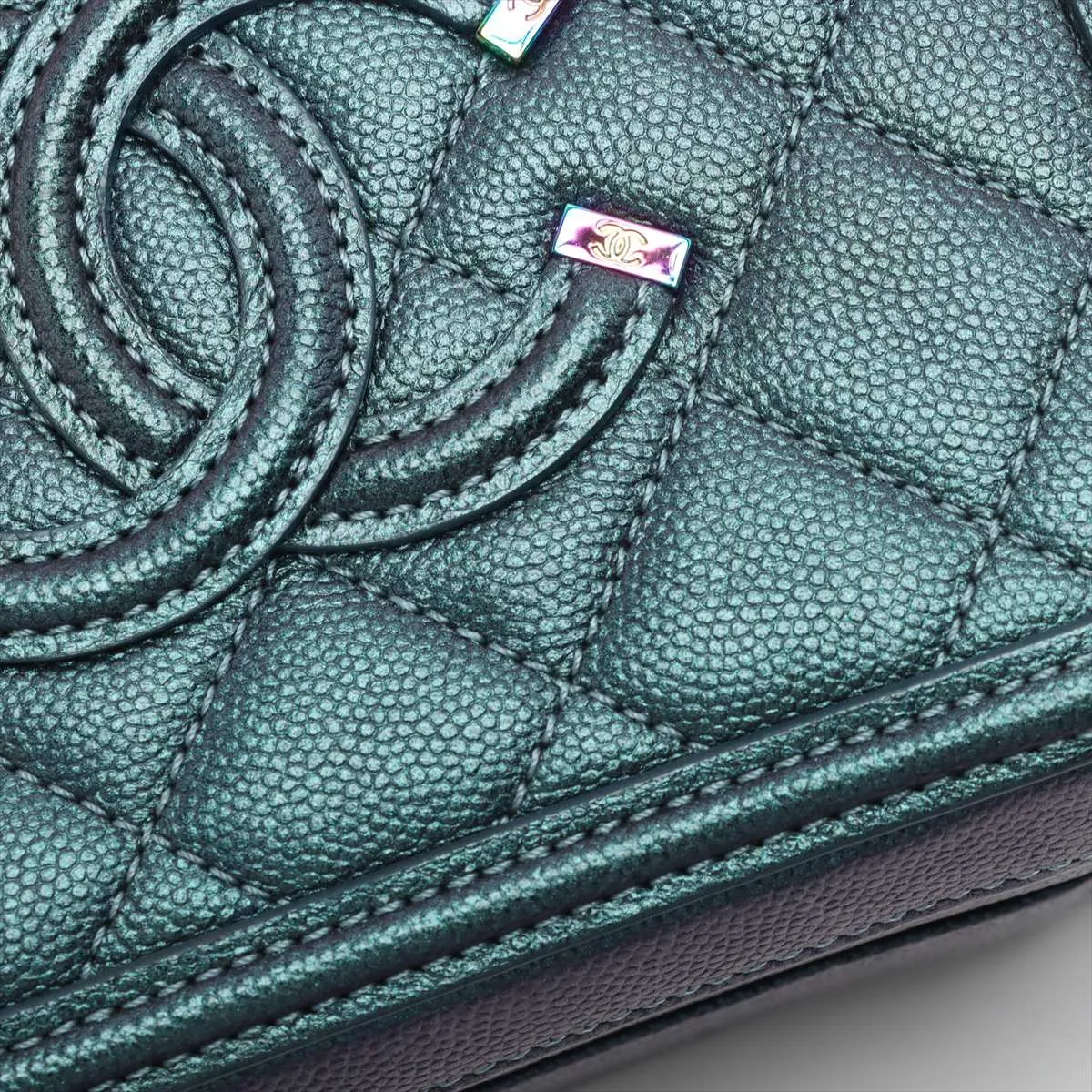 CC Filigree Caviar Skin 2WAY Handbag Green Rainbow Hardware 26412592 26th Series — view 11