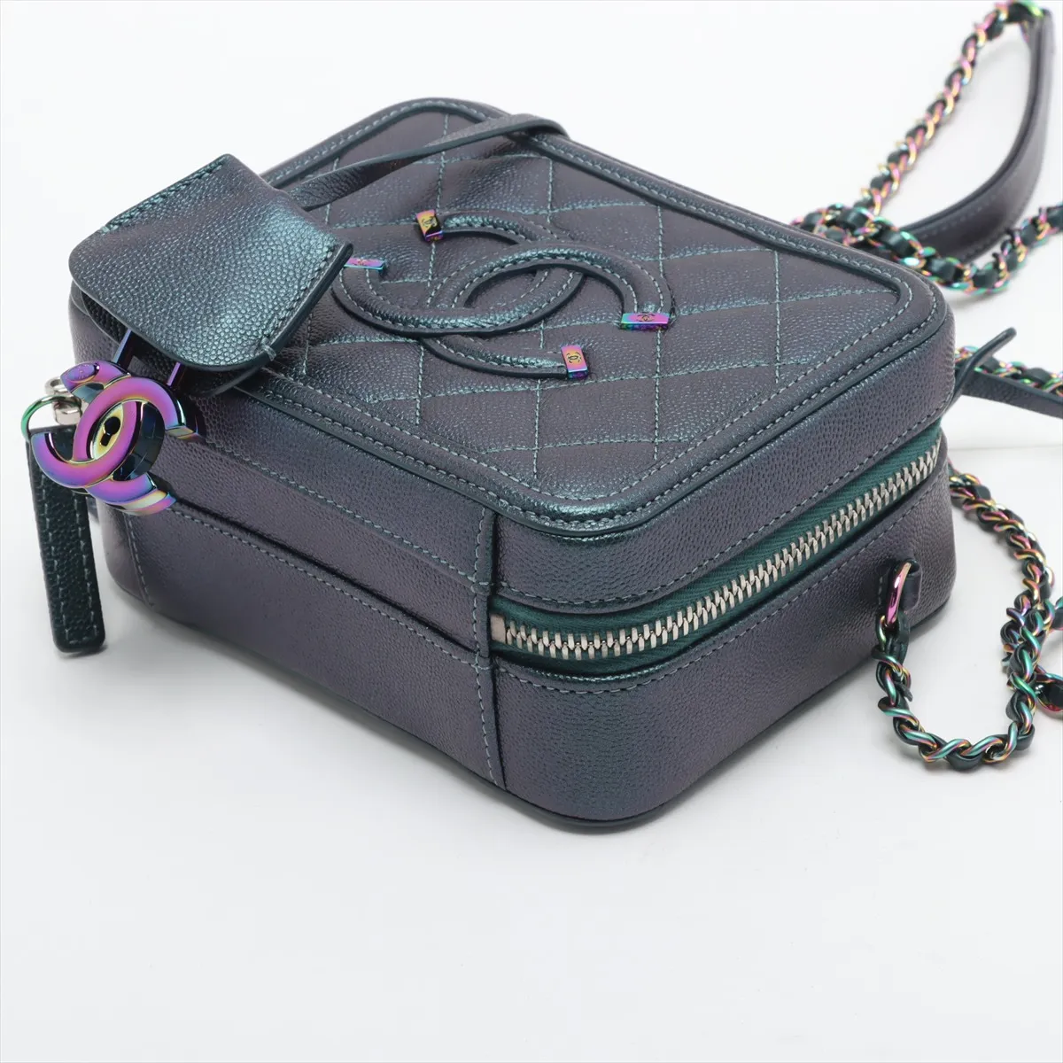 CC Filigree Caviar Skin 2WAY Handbag Green Rainbow Hardware 26412592 26th Series — view 3