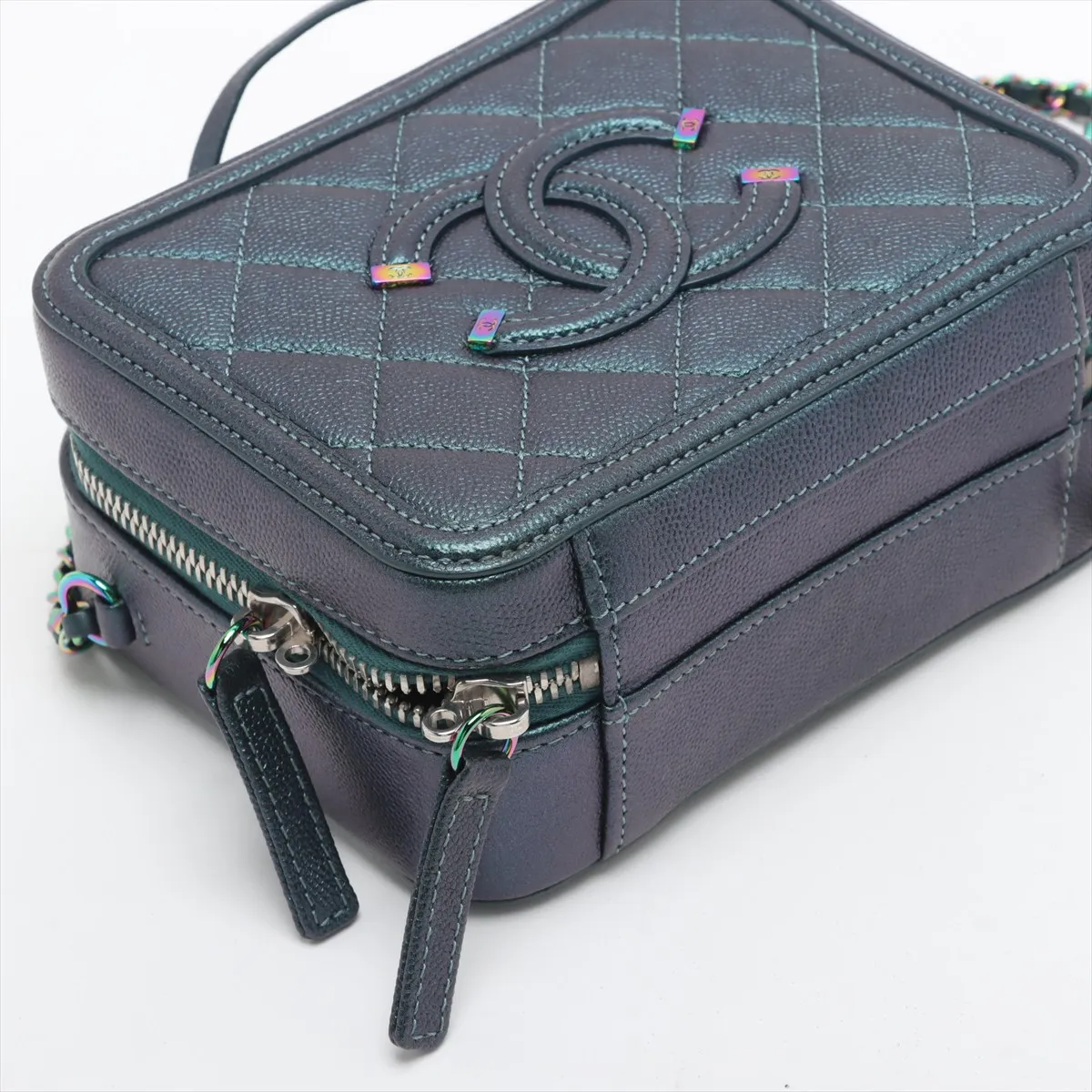 CC Filigree Caviar Skin 2WAY Handbag Green Rainbow Hardware 26412592 26th Series — view 4