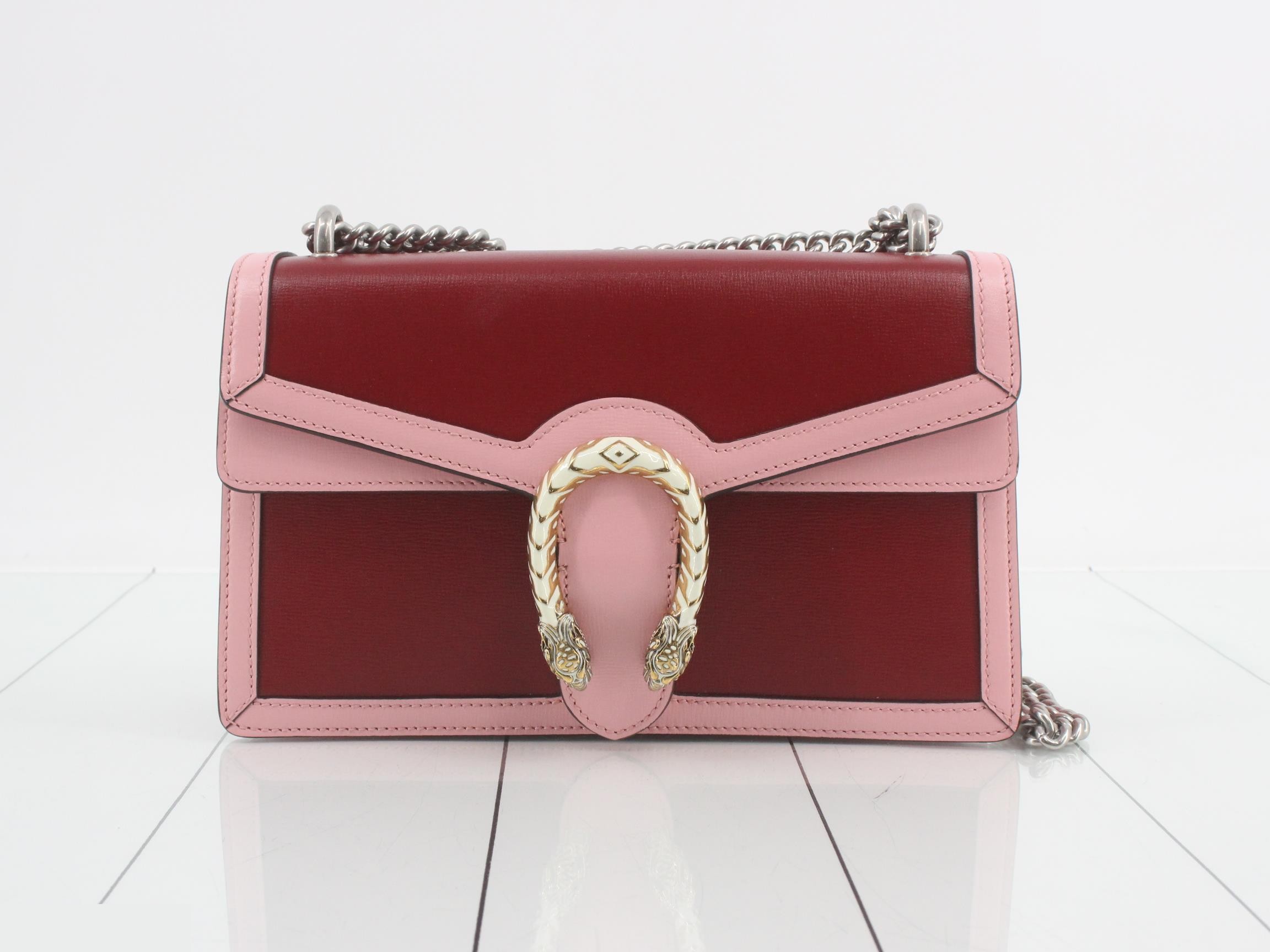 Chain shoulder bag, Dionysus, bicolor, red and pink