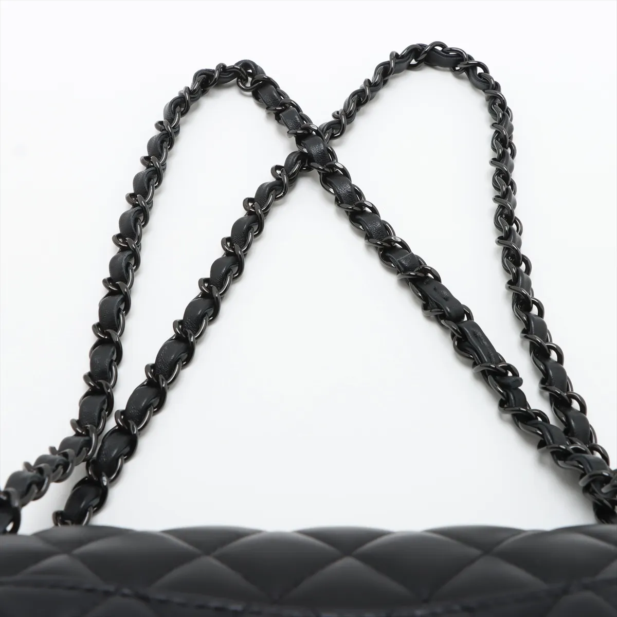 [Individually wrapped] Chanel Matelasse 25 Lambskin Double Flap Double Chain Bag Black Hardware A608NA3K Random Plate A01112 — view 6