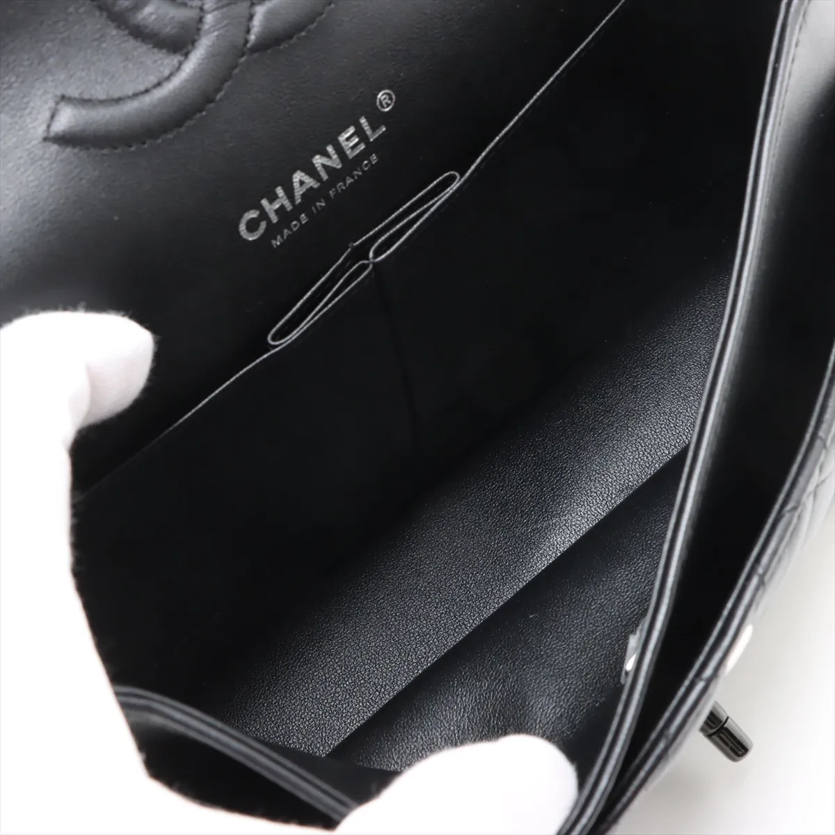 [Individually wrapped] Chanel Matelasse 25 Lambskin Double Flap Double Chain Bag Black Hardware A608NA3K Random Plate A01112 — view 8