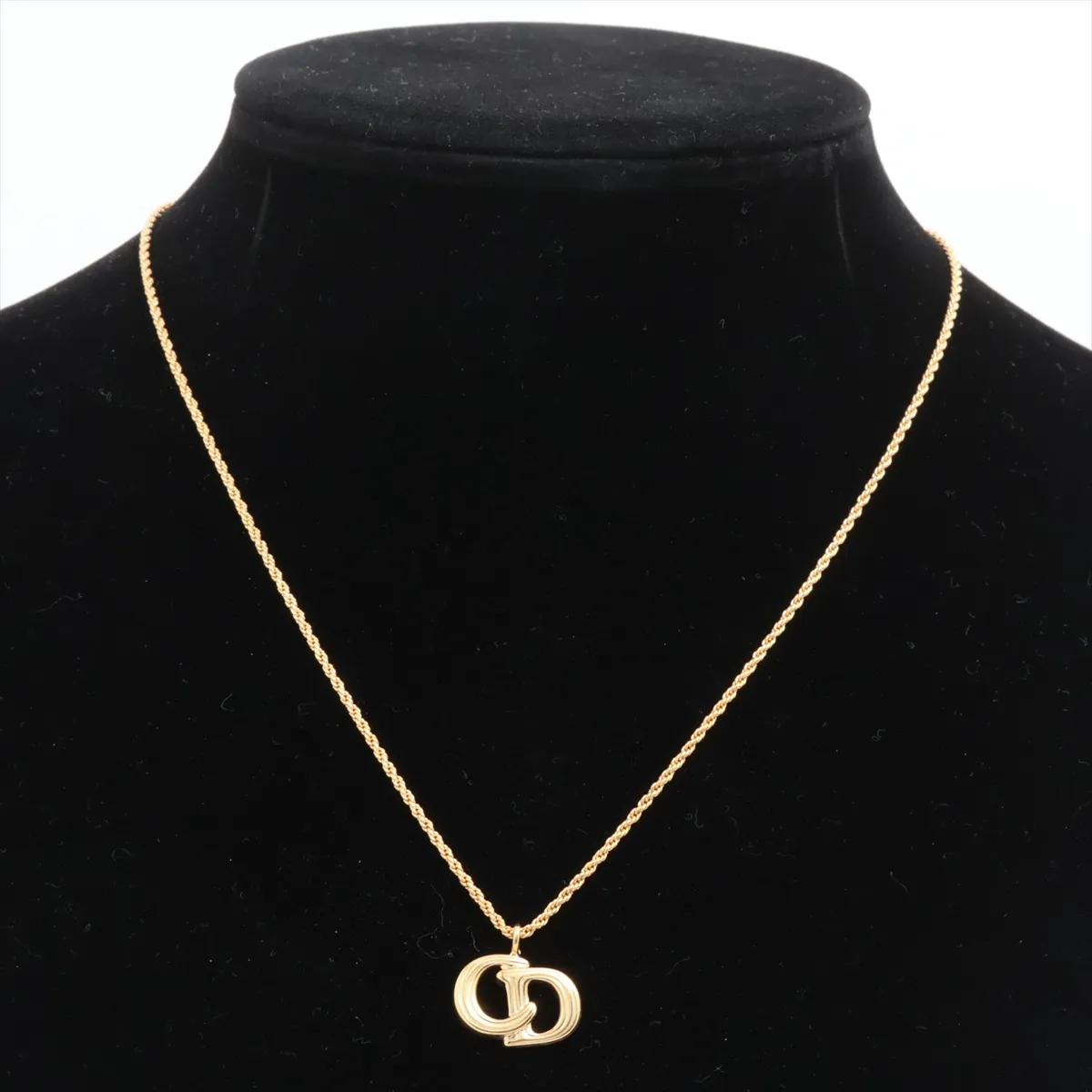 CD logo necklace, GP gold. Shows signs of wear, — view 5