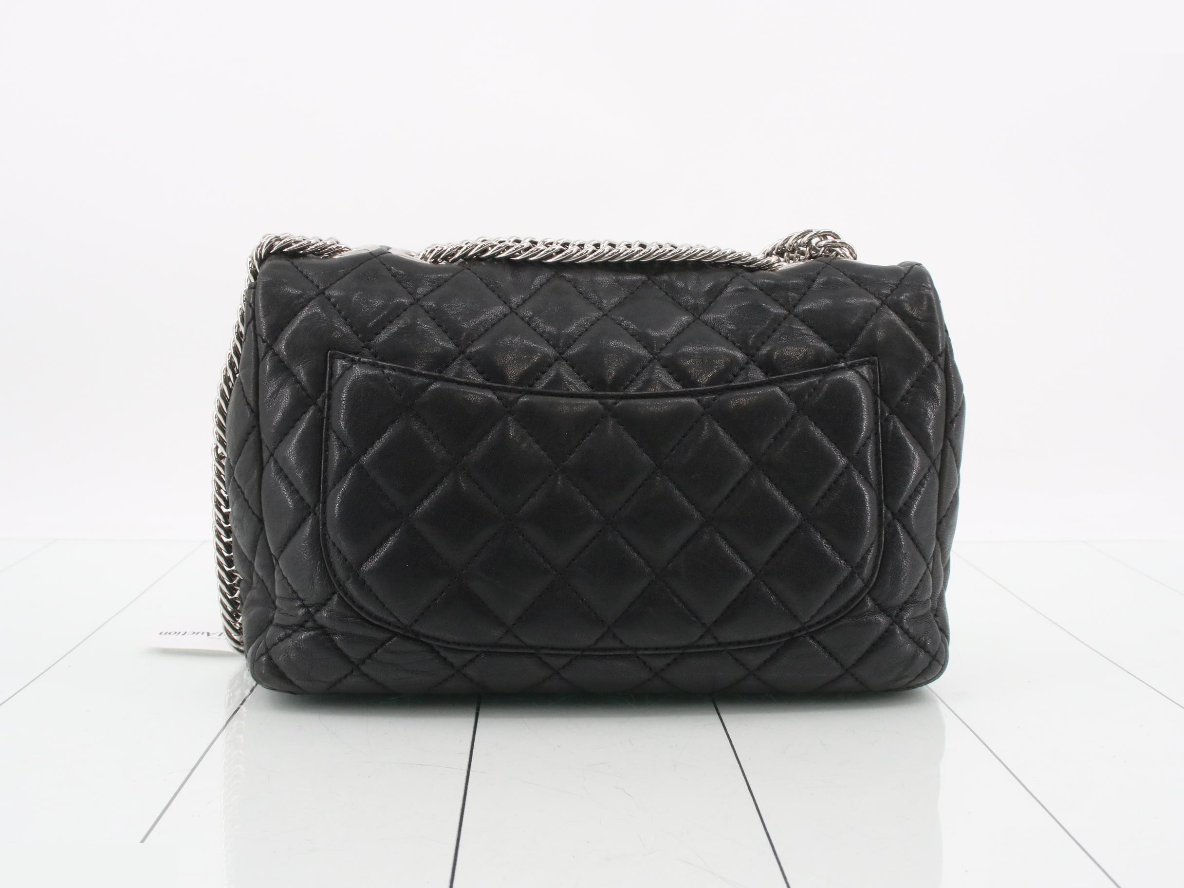 Matelassé 30 Double Chain Shoulder Bag, Lambskin, Black, Silver Hardware, Serial Number — view 2