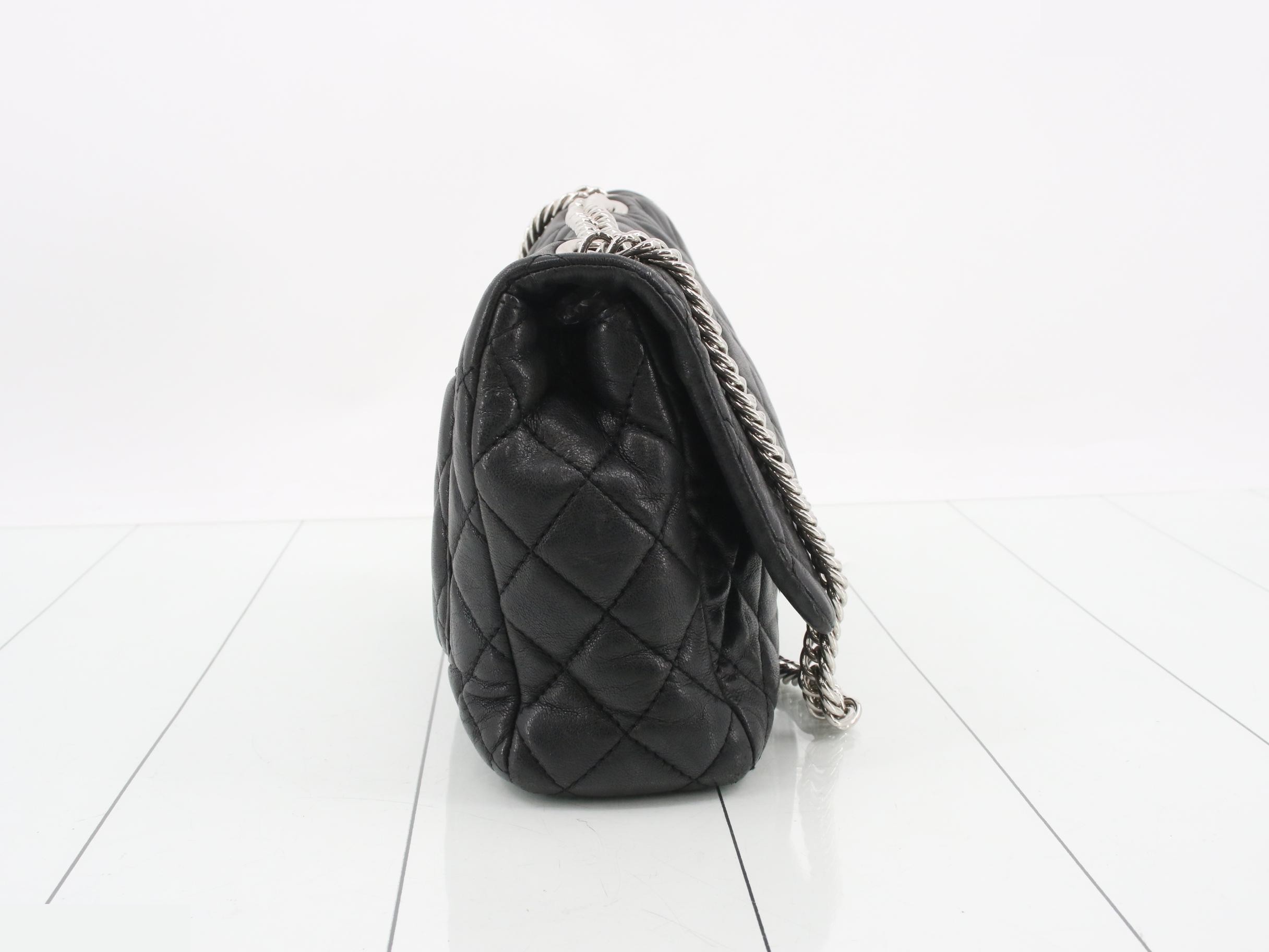 Matelassé 30 Double Chain Shoulder Bag, Lambskin, Black, Silver Hardware, Serial Number — view 4