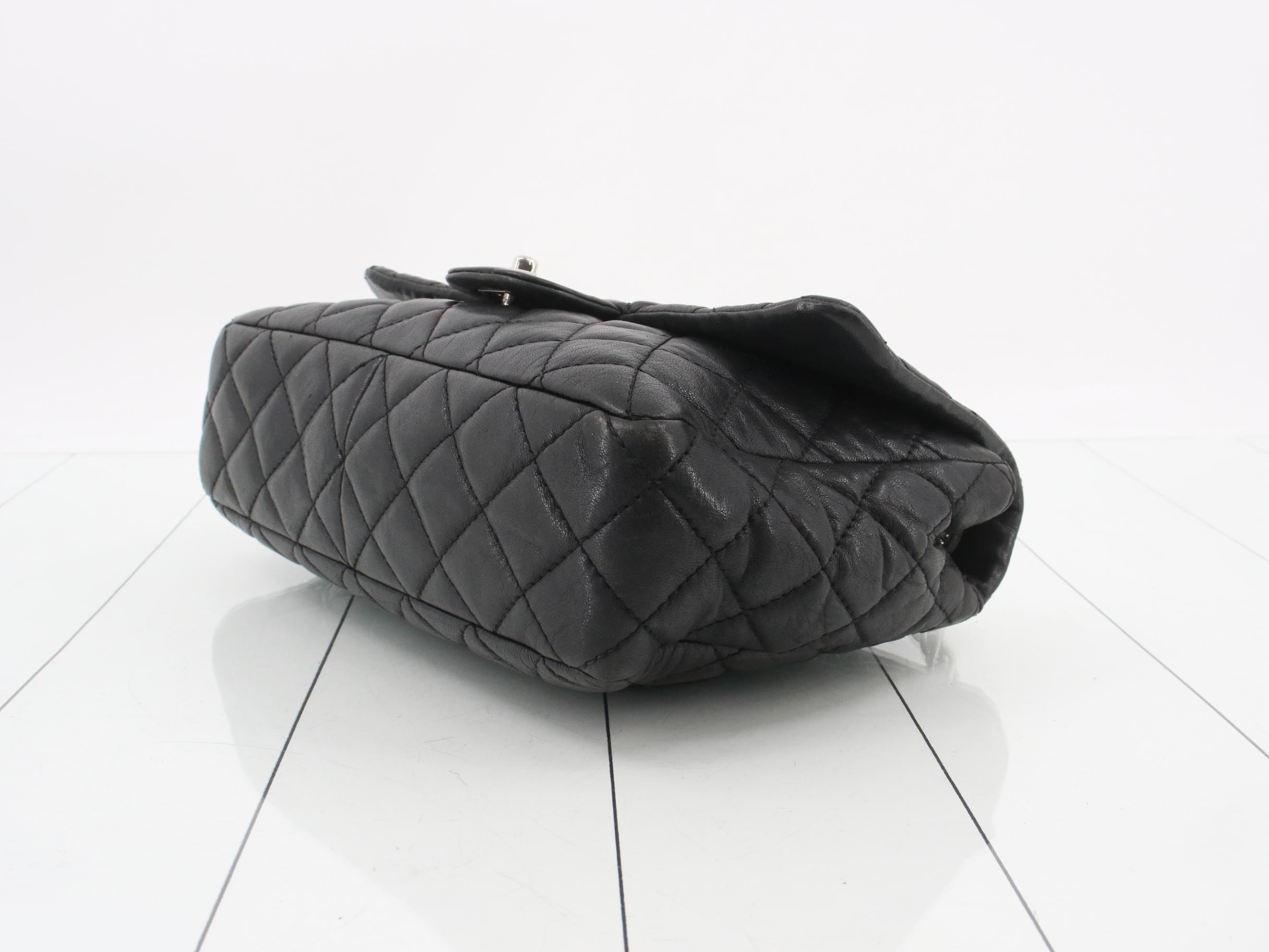 Matelassé 30 Double Chain Shoulder Bag, Lambskin, Black, Silver Hardware, Serial Number — view 6