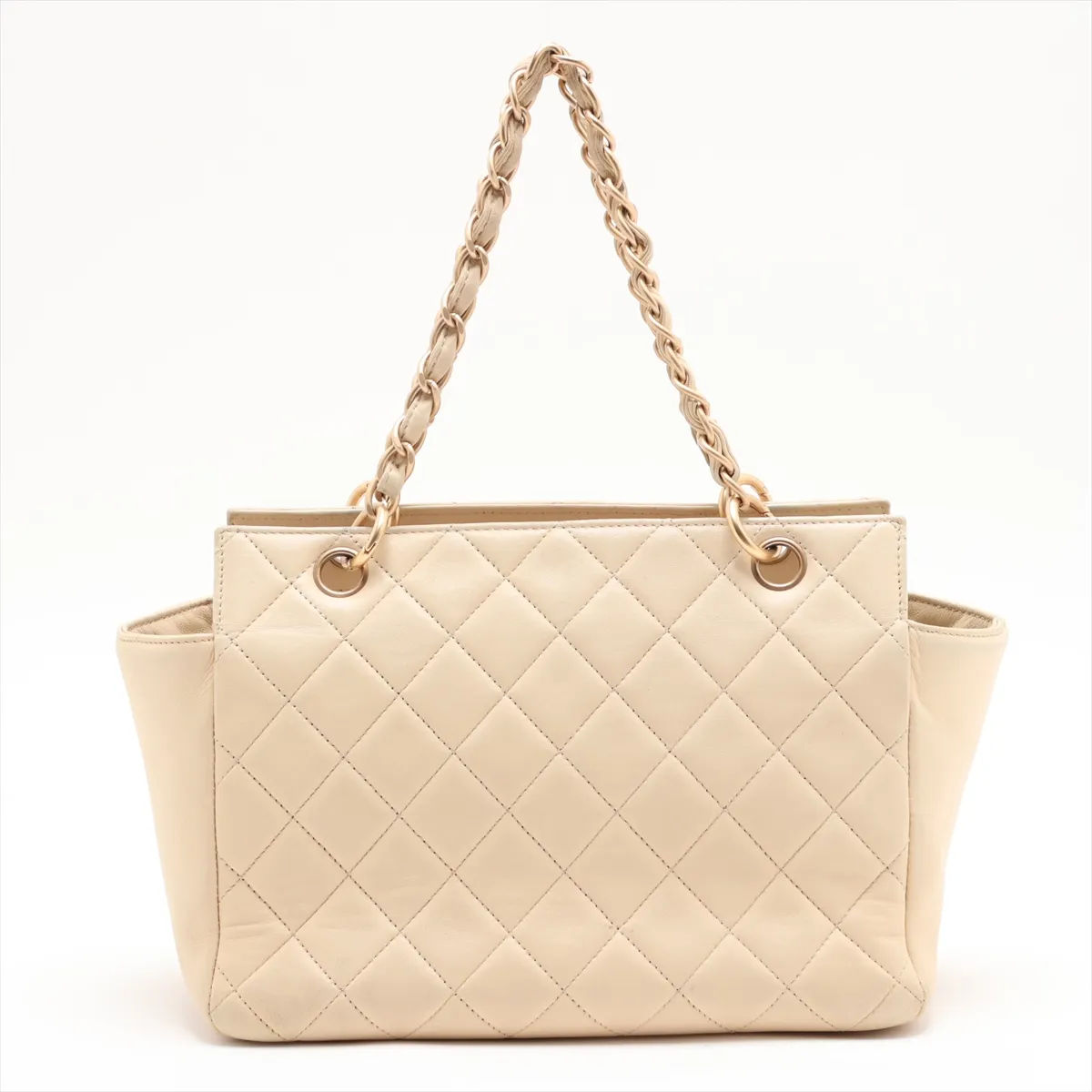 PTT Lambskin Chain Shoulder Bag, Beige, Gold Hardware, 6564209, Series 6 — view 2