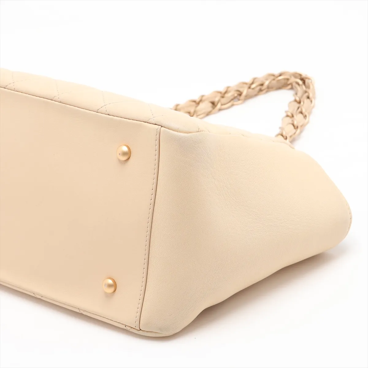 PTT Lambskin Chain Shoulder Bag, Beige, Gold Hardware, 6564209, Series 6 — view 3